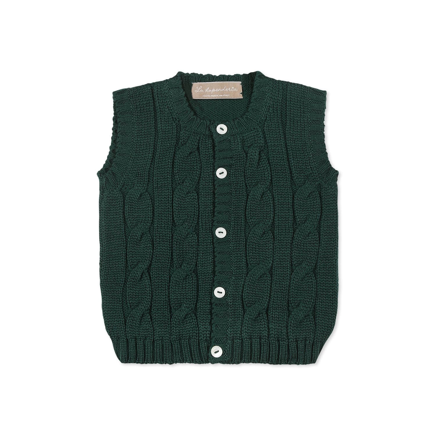 La stupenderia Green Knit Vest For Baby Boy