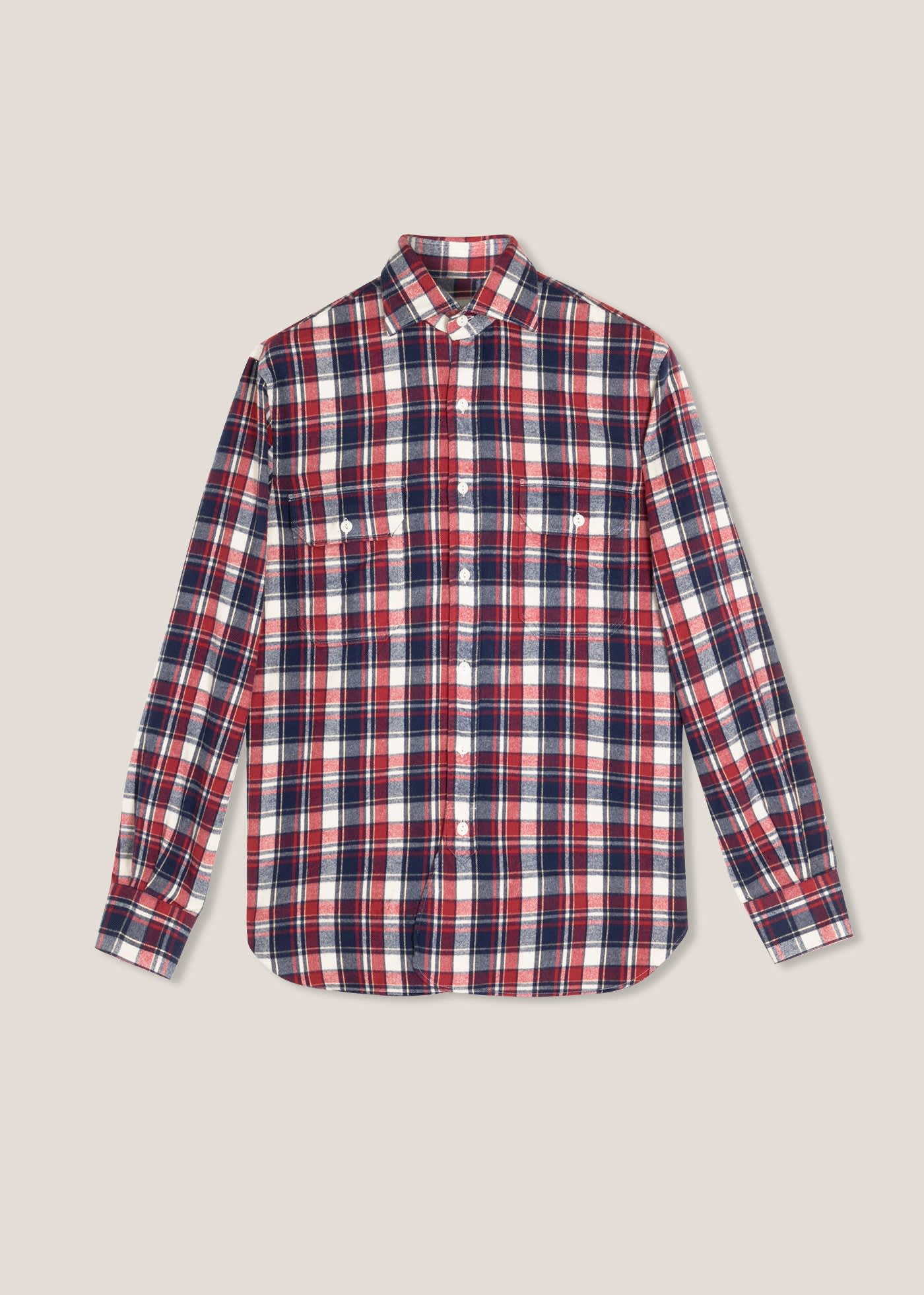 doppiaa Aantero Red Flannel Checked Shirt