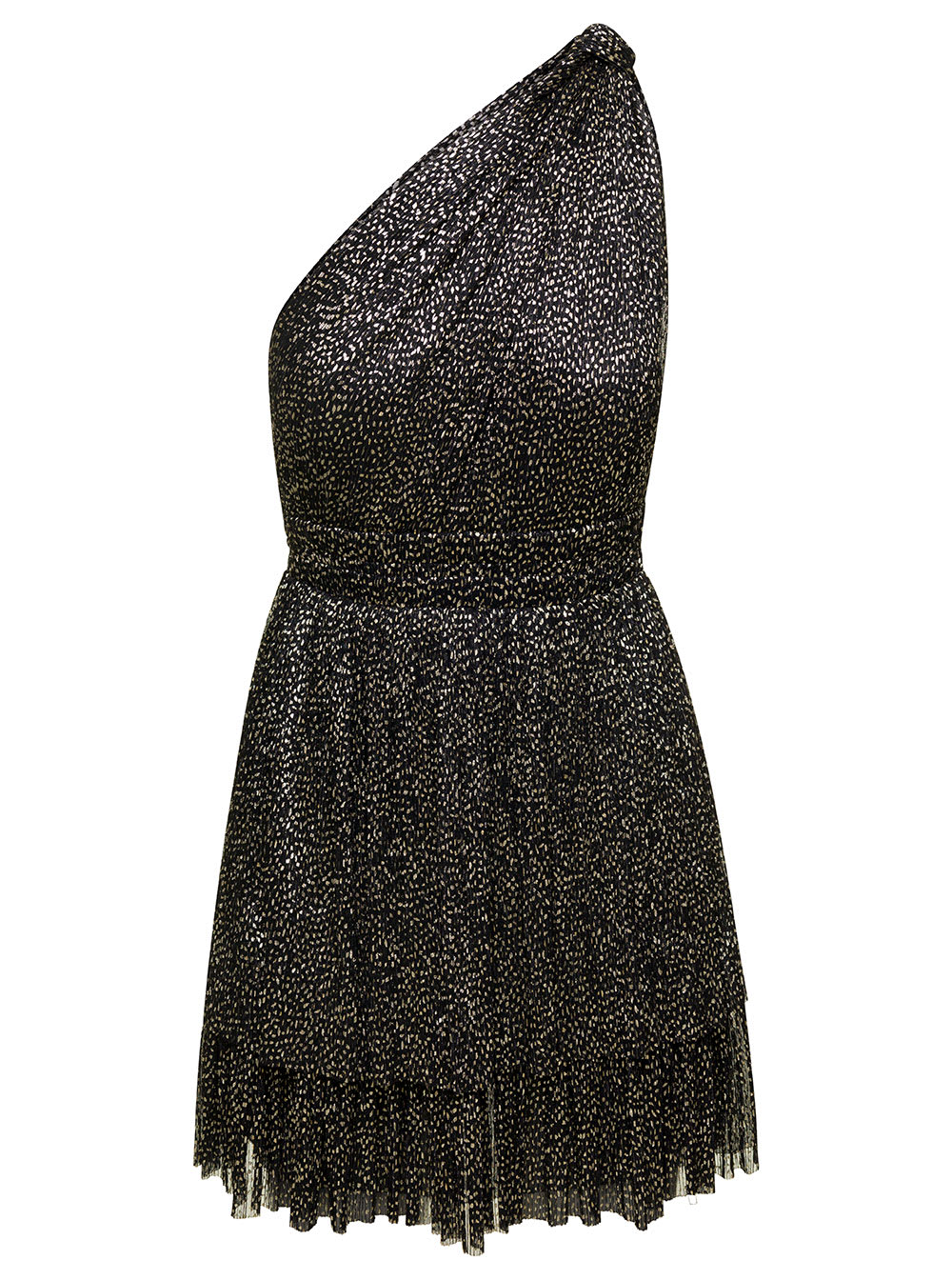 Sabina Musayev chicago Mini Black One-shoulder Dress With Polka-dots In Polyester Woman