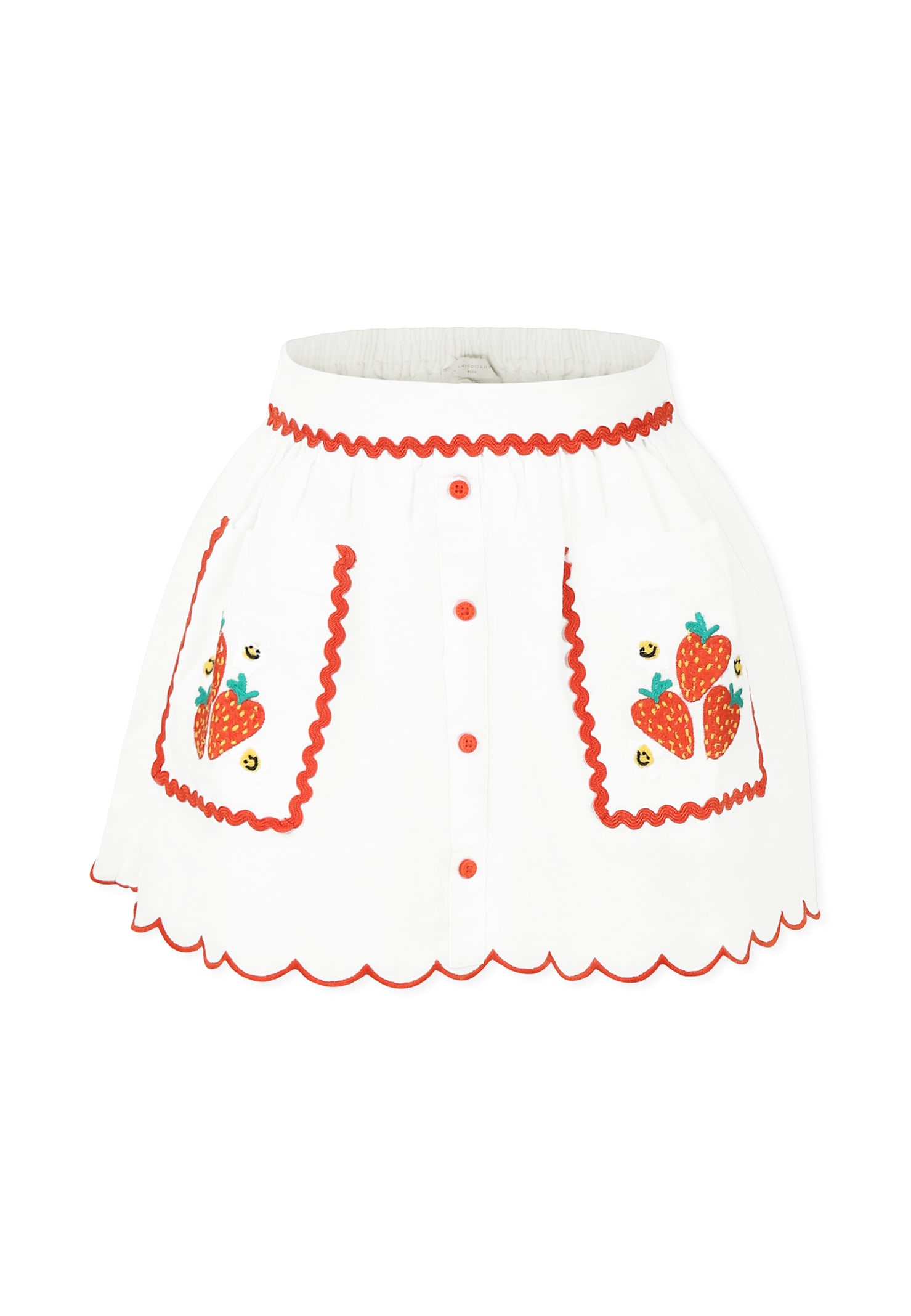 Stella McCartney Kids White Skirt For Girl With Strawberries