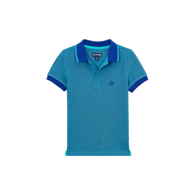Vilebrequin Boys Changing Color Cotton Pique Polo - Pantin - Blue - Size 8