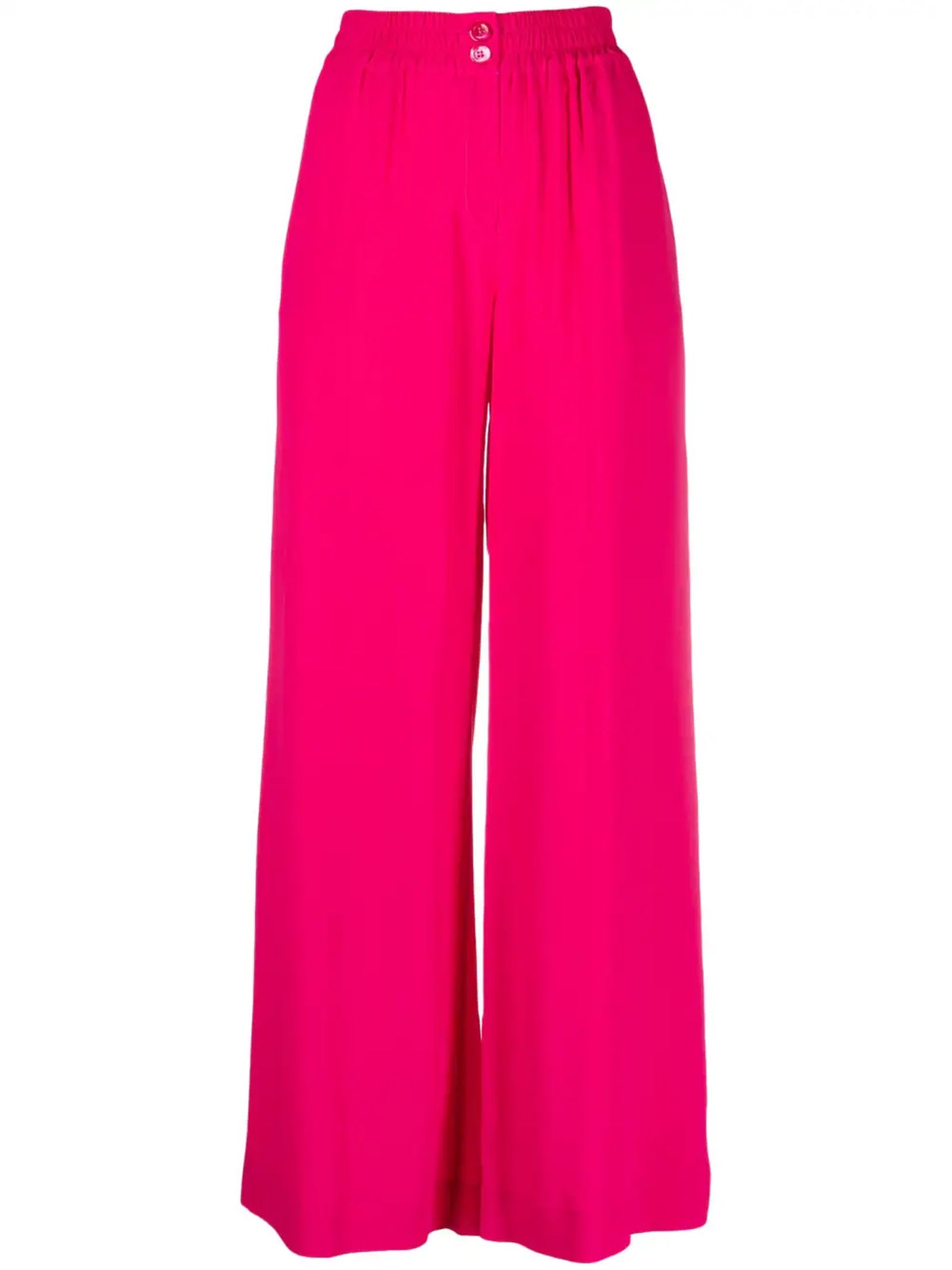 SEMICOUTURE Raspberry Pink Silk Blend Trousers