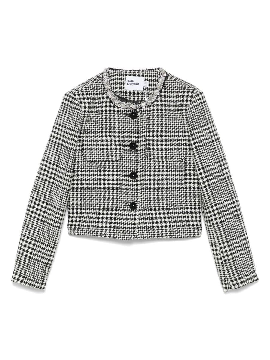 Self-Portrait Wool Blend Checked Jacket