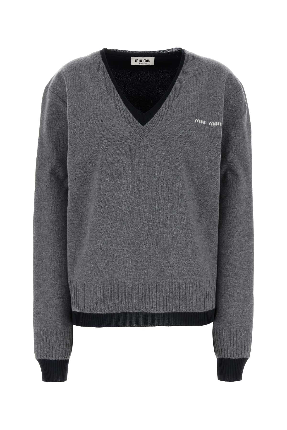 Miu Miu Two-tone Cashmere And Silk Oversize Sweater