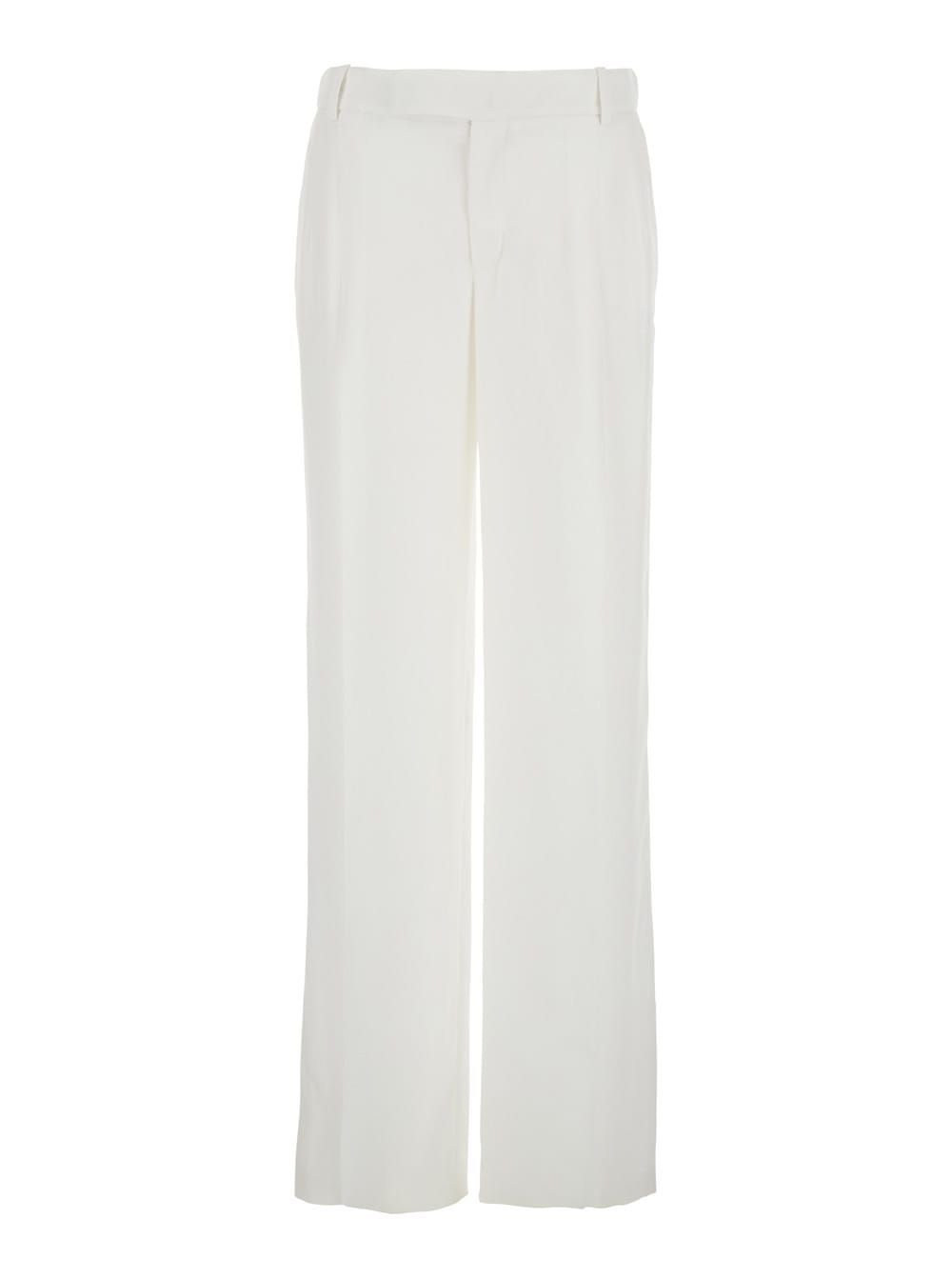 Federica Tosi White Palazzo Pants With Pences On The Front In Viscose Woman