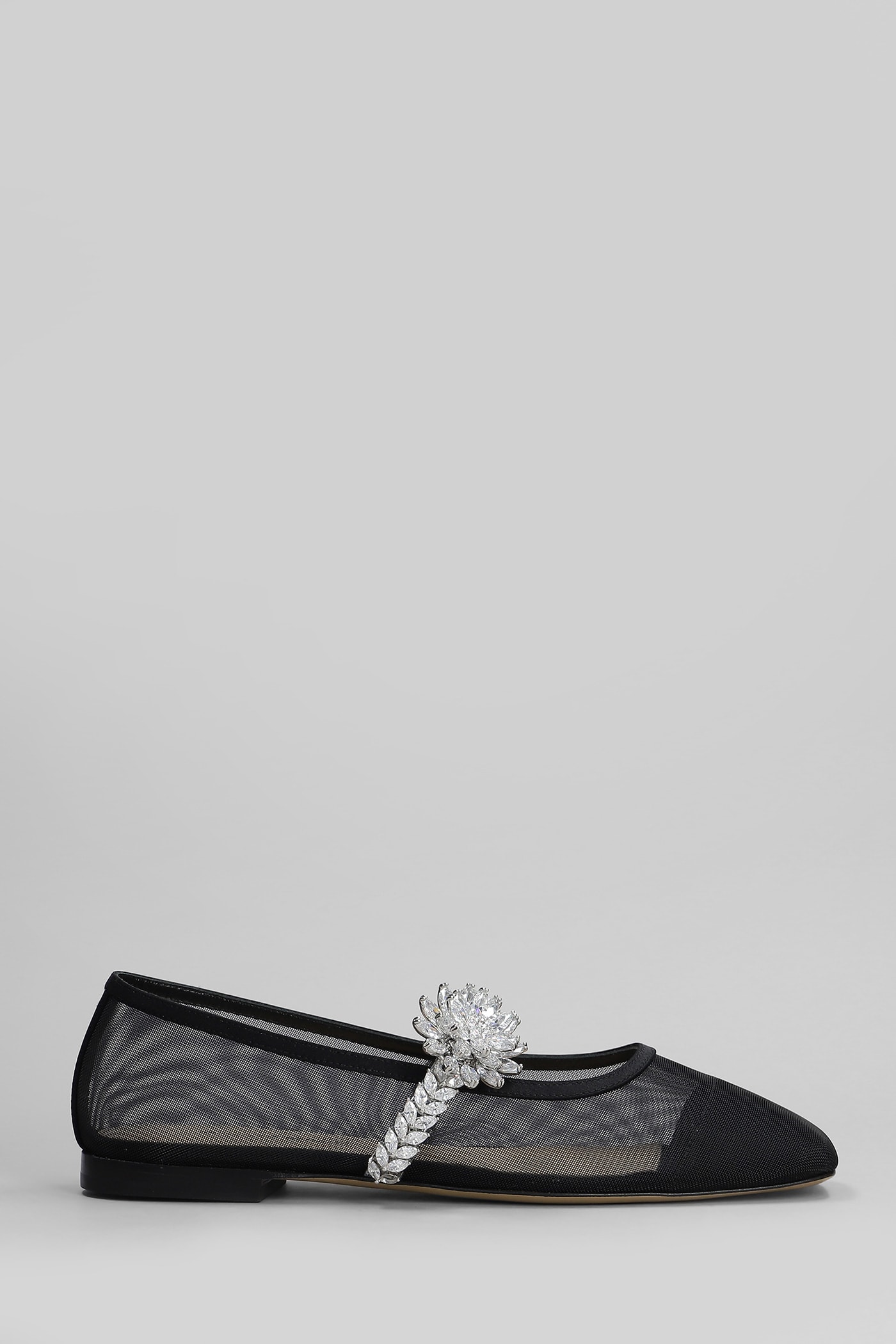 Mach & Mach Ballet Flats In Black Fabric