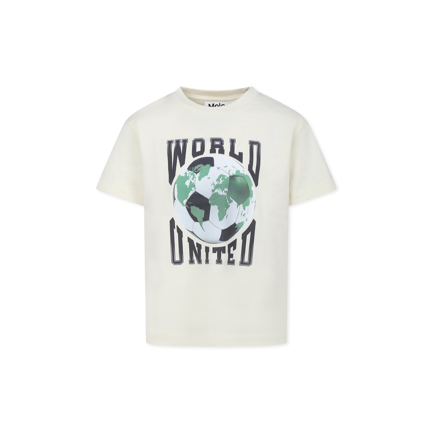 Molo Ivory T-shirt For Boy With Football Print