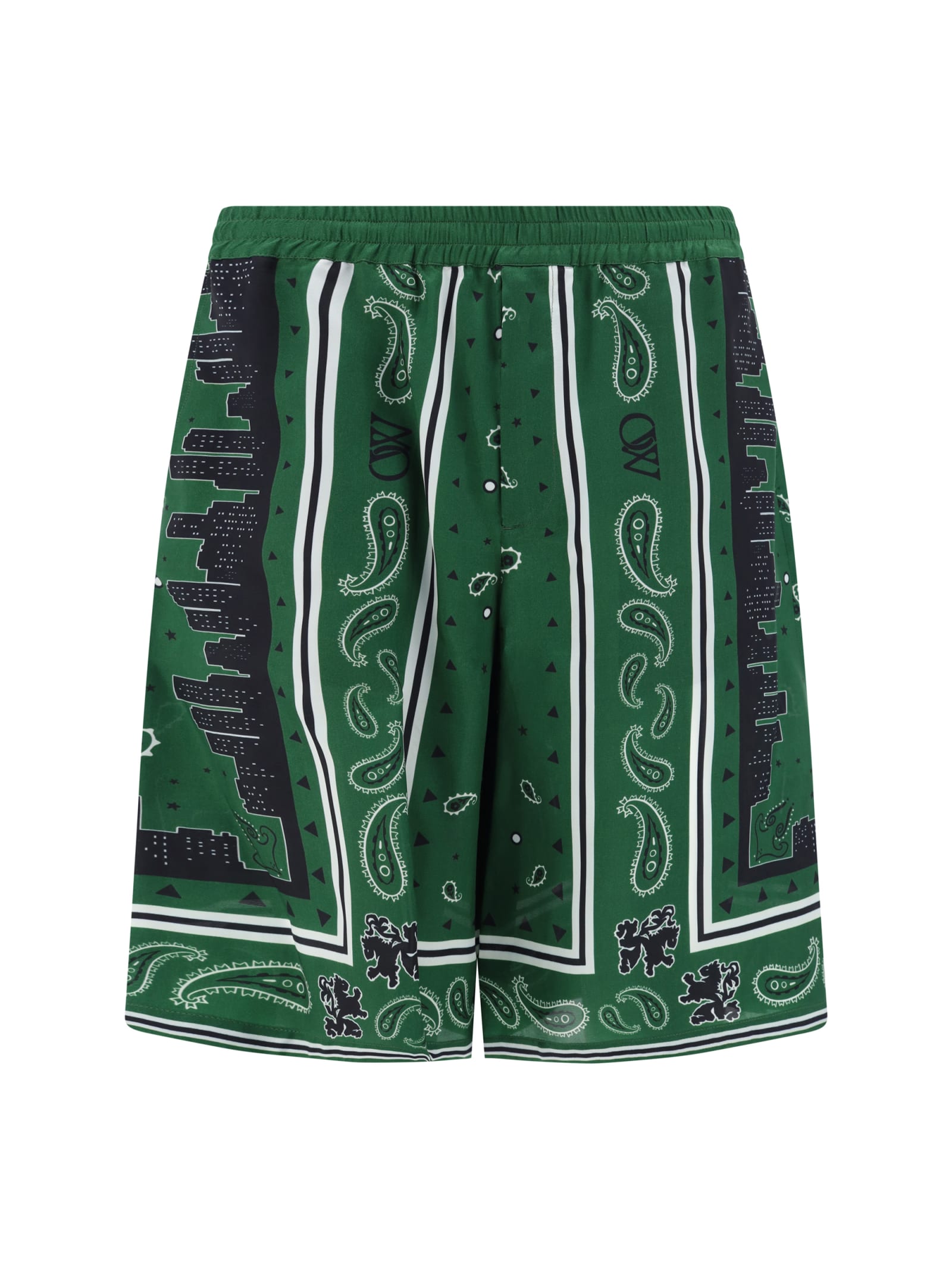 Off-White Printed Viscose Bermuda Shorts