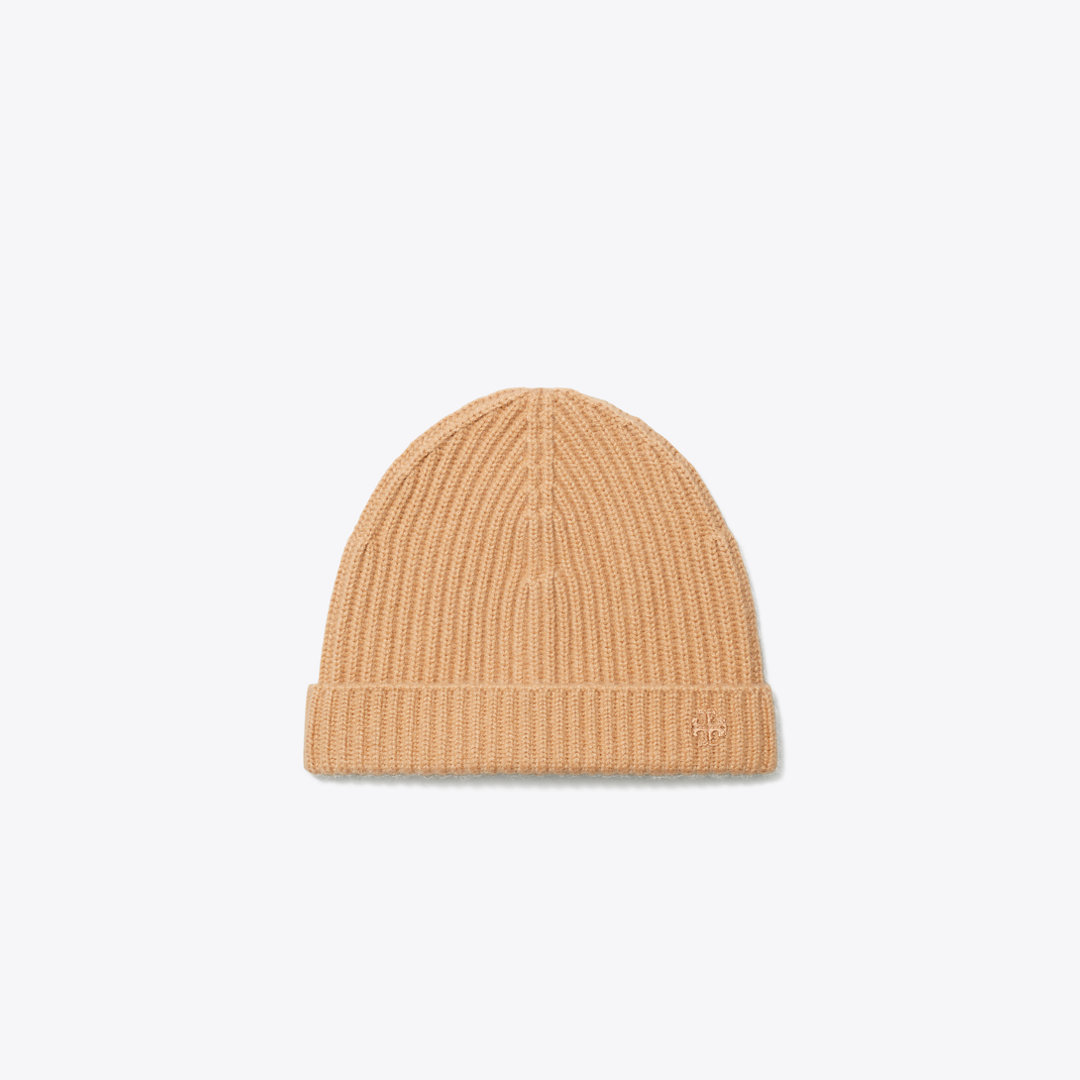 Tory Burch Ribbed Knit Cashmere Beanie
