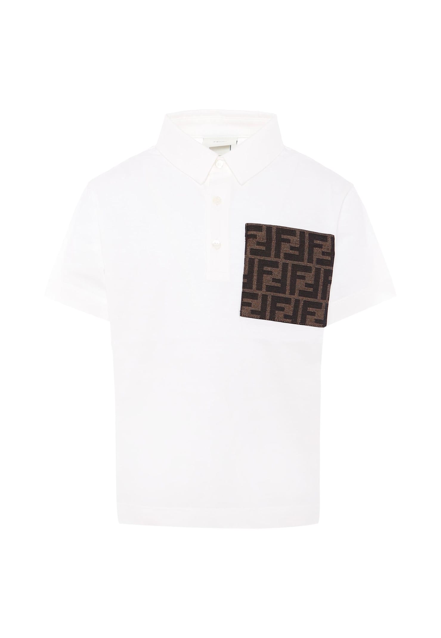 Fendi White Polo Shirt For Boy With Ff