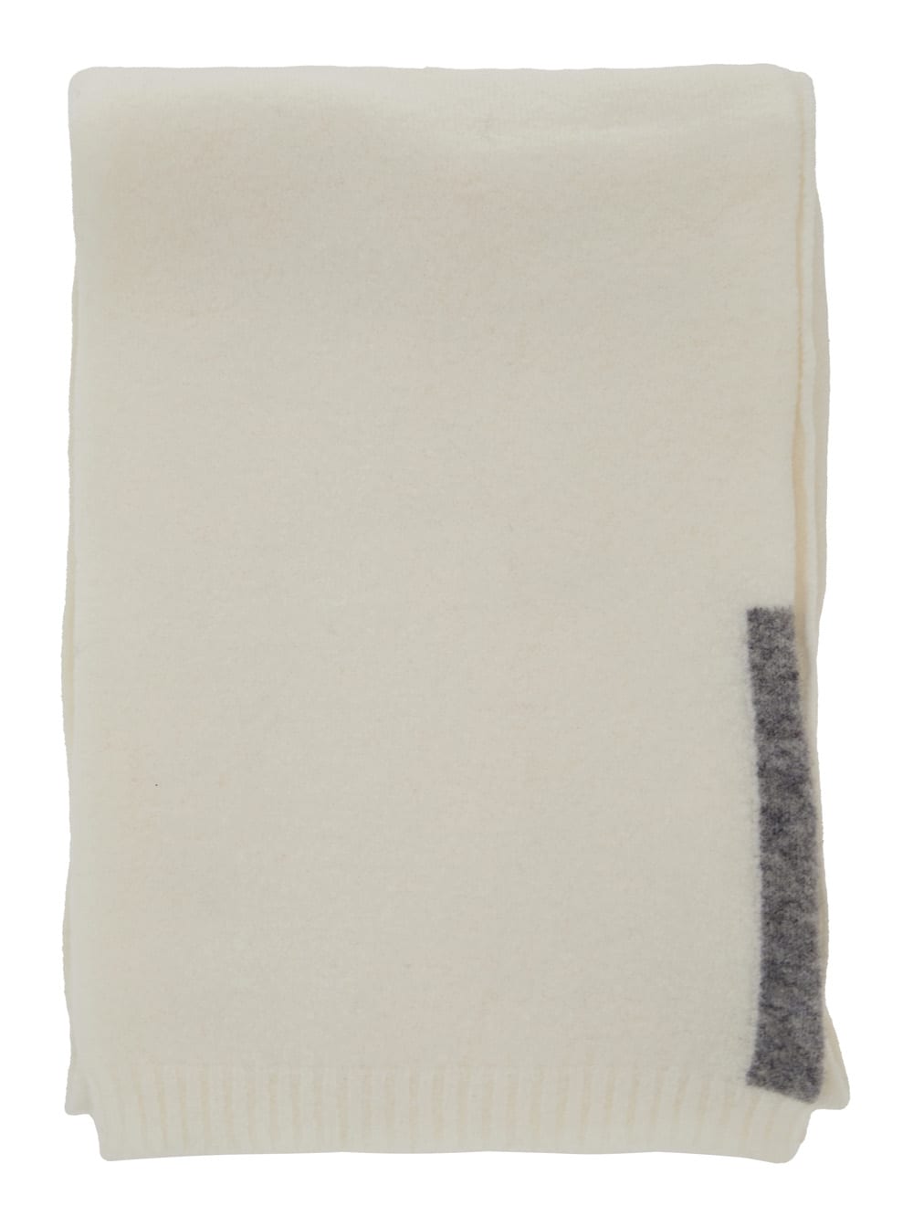 SEMICOUTURE White Scarf With Contrasting Detail In Wool Woman