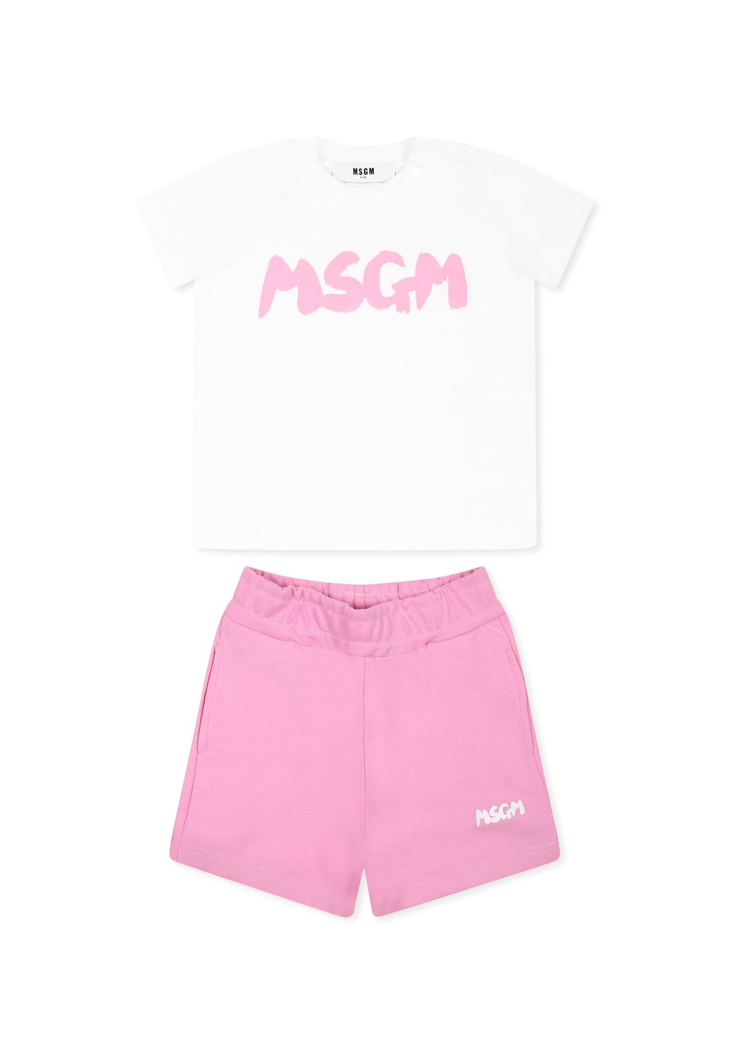 MSGM Pink Suit For Baby Girl With Logo