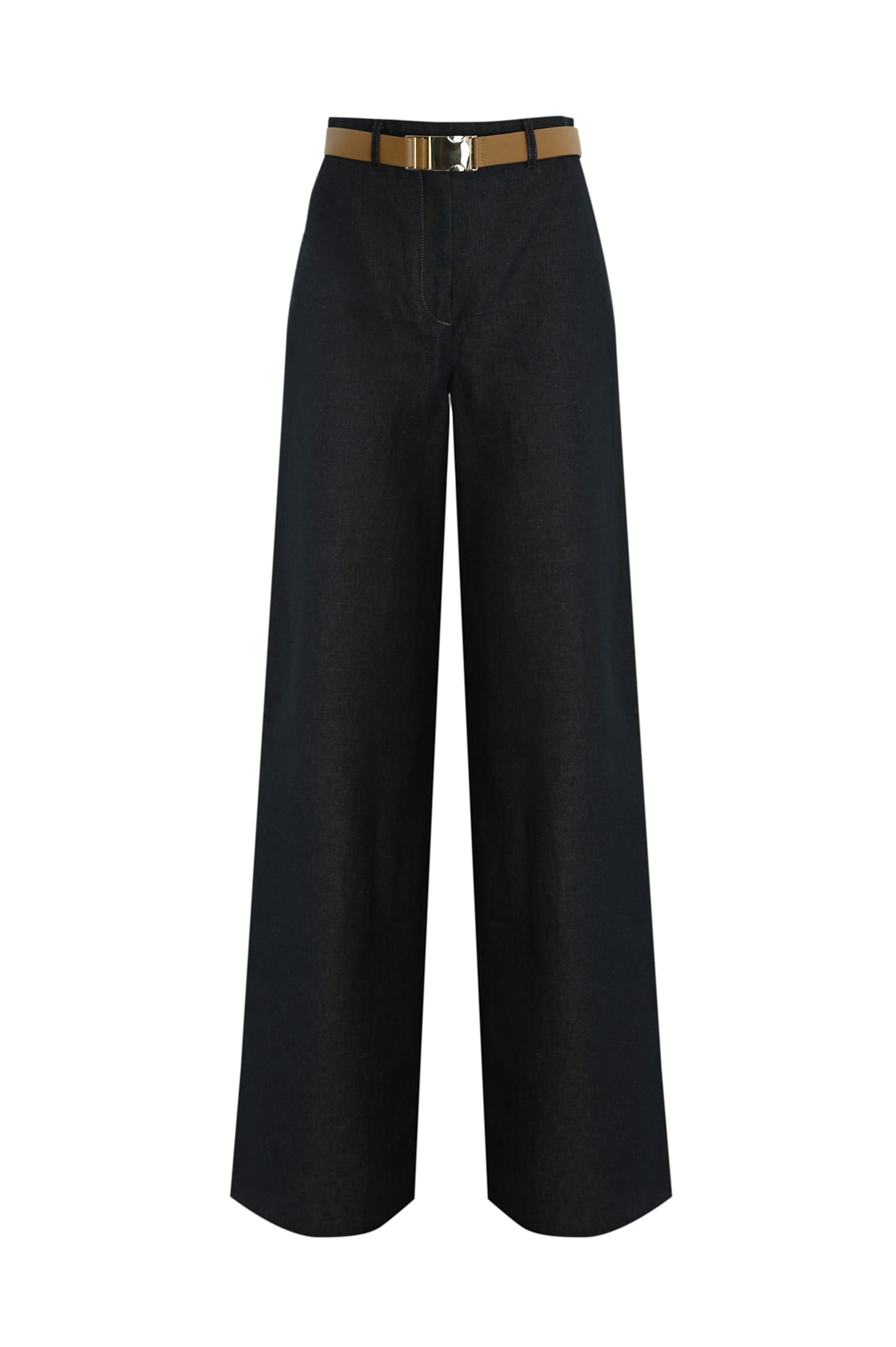 Max Mara Studio Murge 棉麻牛仔蓝休闲裤