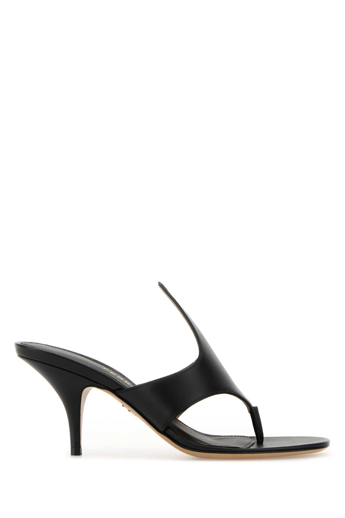 Ferragamo Black Leather Lyrai Thong Mules