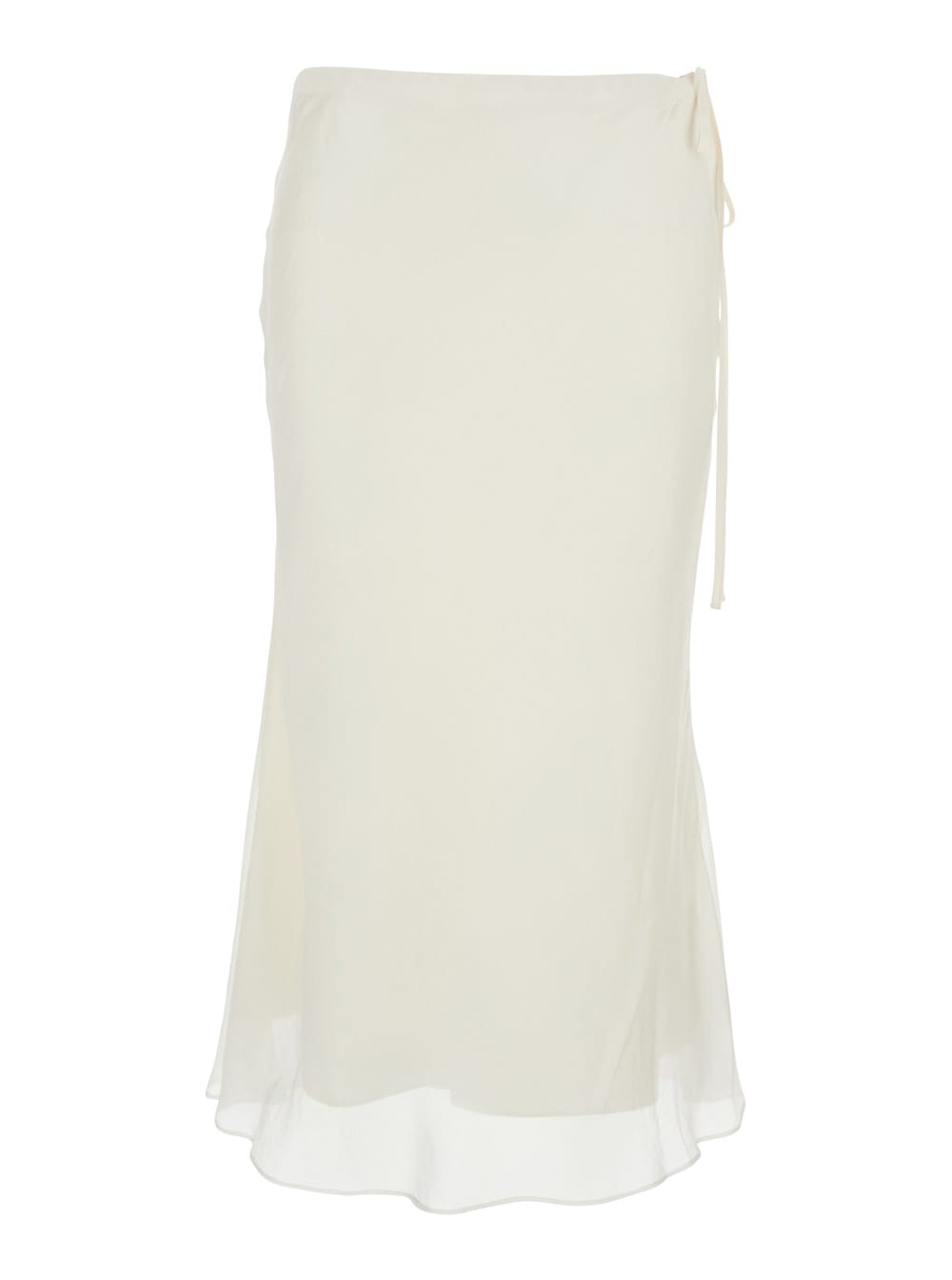 Dunst White Skirt With Side Knot Closure And Semi-transparent Hem In Viscose Woman