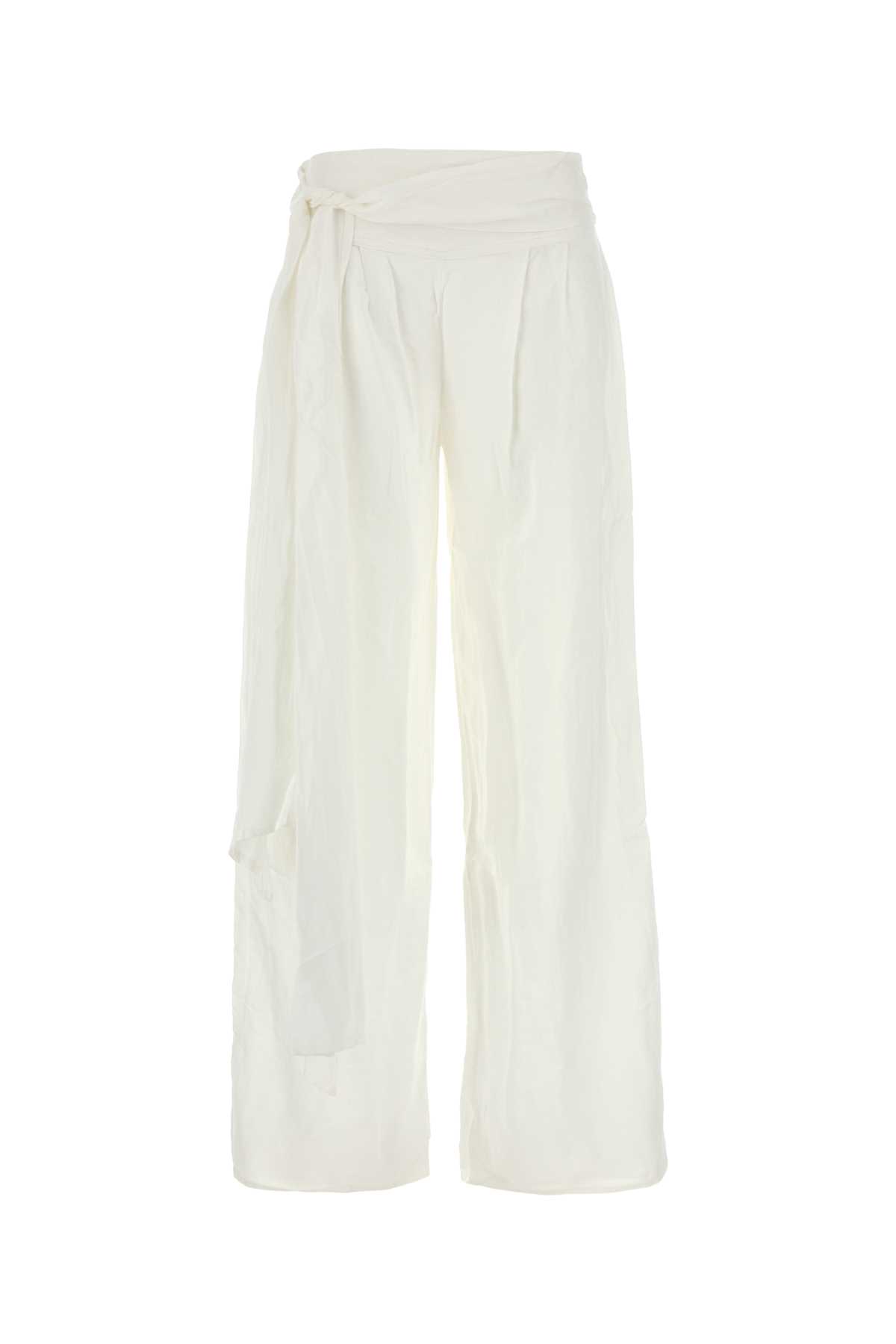 Lois White Viscose Blend Sage Wide-leg Pant