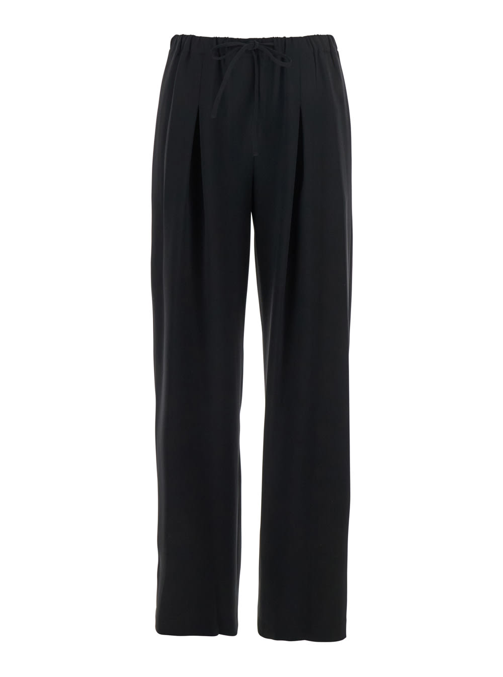 Theory Black Pants With Elastic Drawstring Waist And Pences On The Front In Tech Fabric Woman