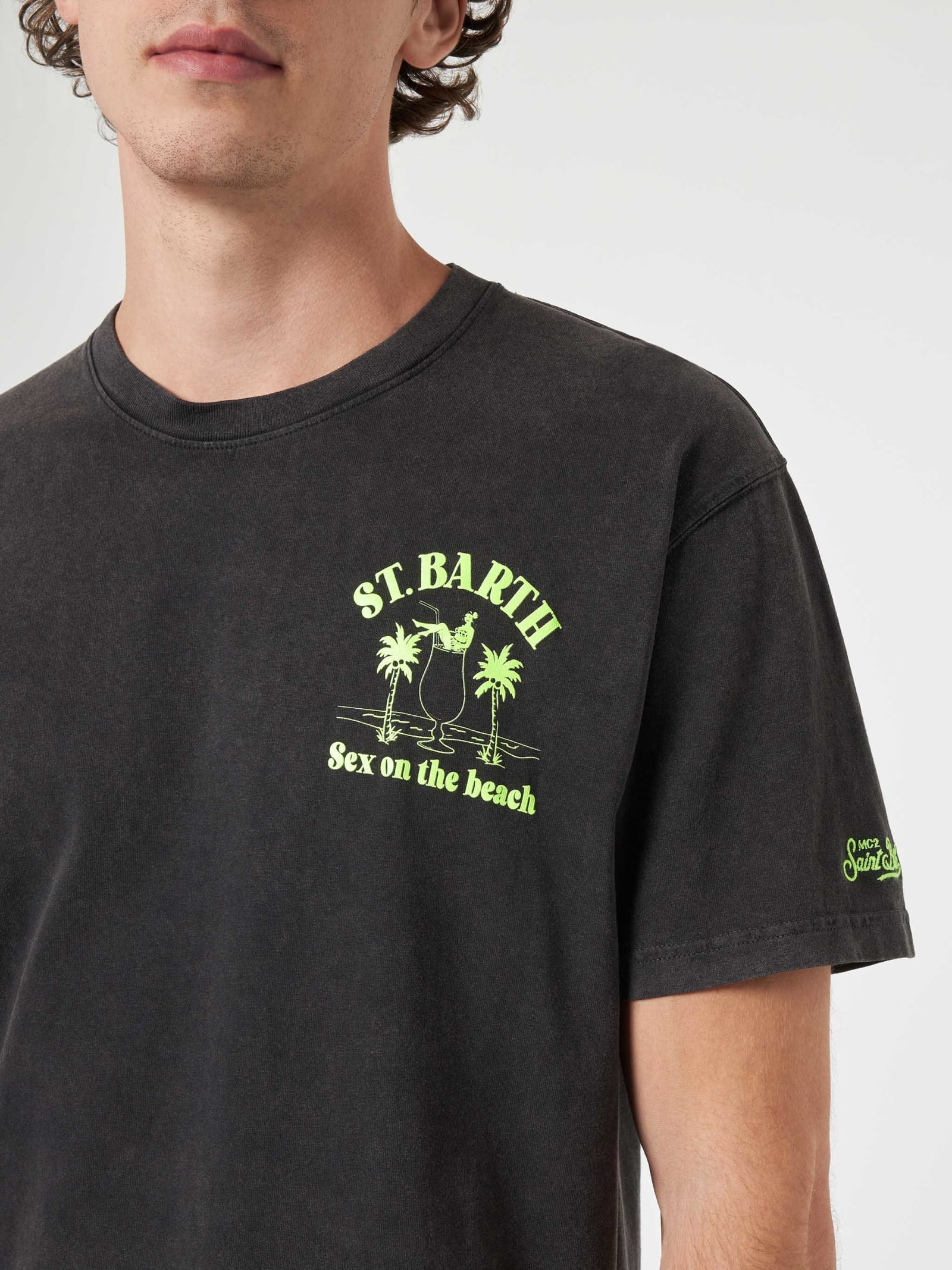 MC2 Saint Barth Man Vintage Cotton T-shirt Jack With St. Barth Sex On The Beach Print