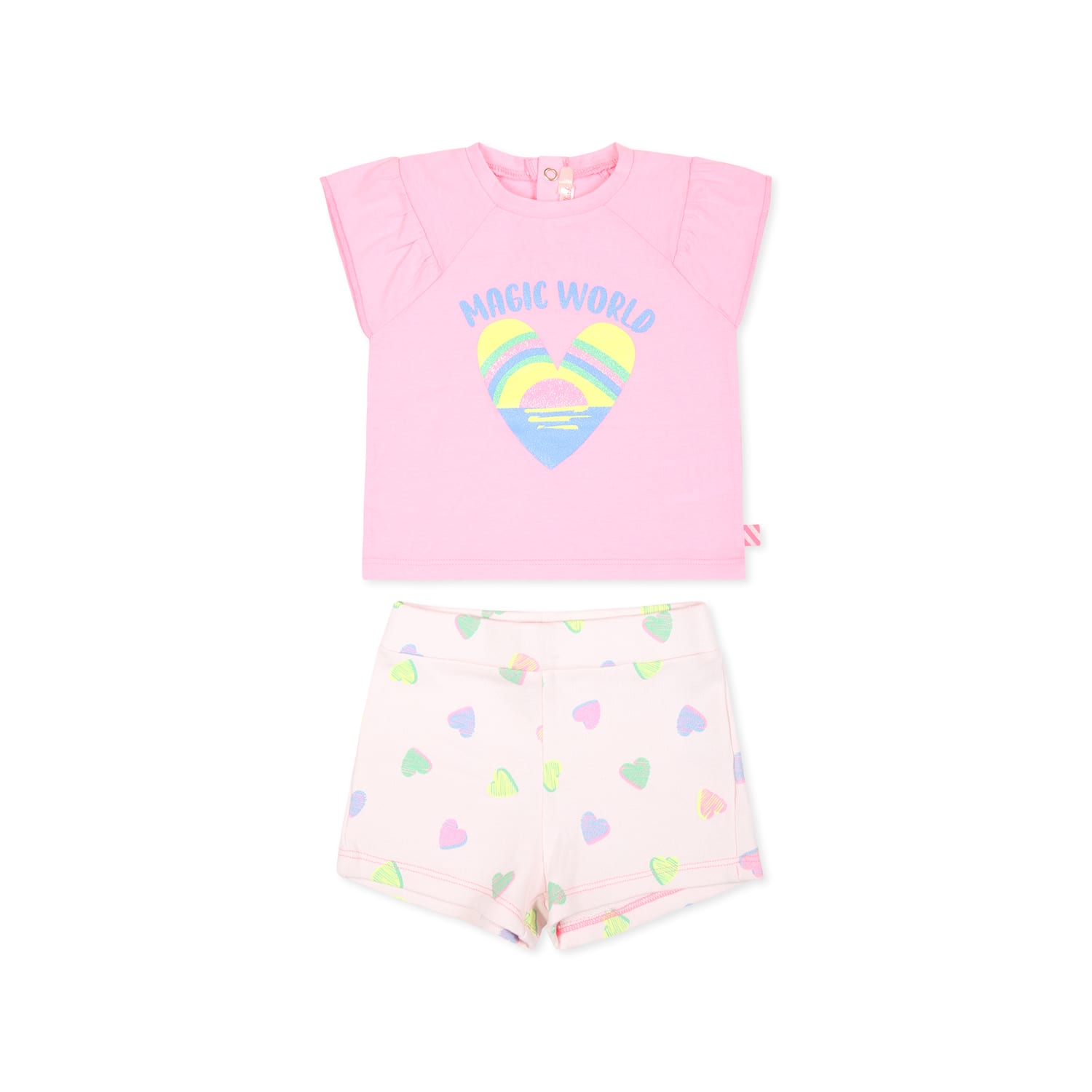 Billieblush Pink Suit For Baby Girl With Hearts