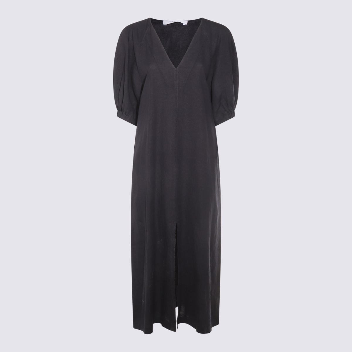 Malo Dark Blue Linen Maxi Dress