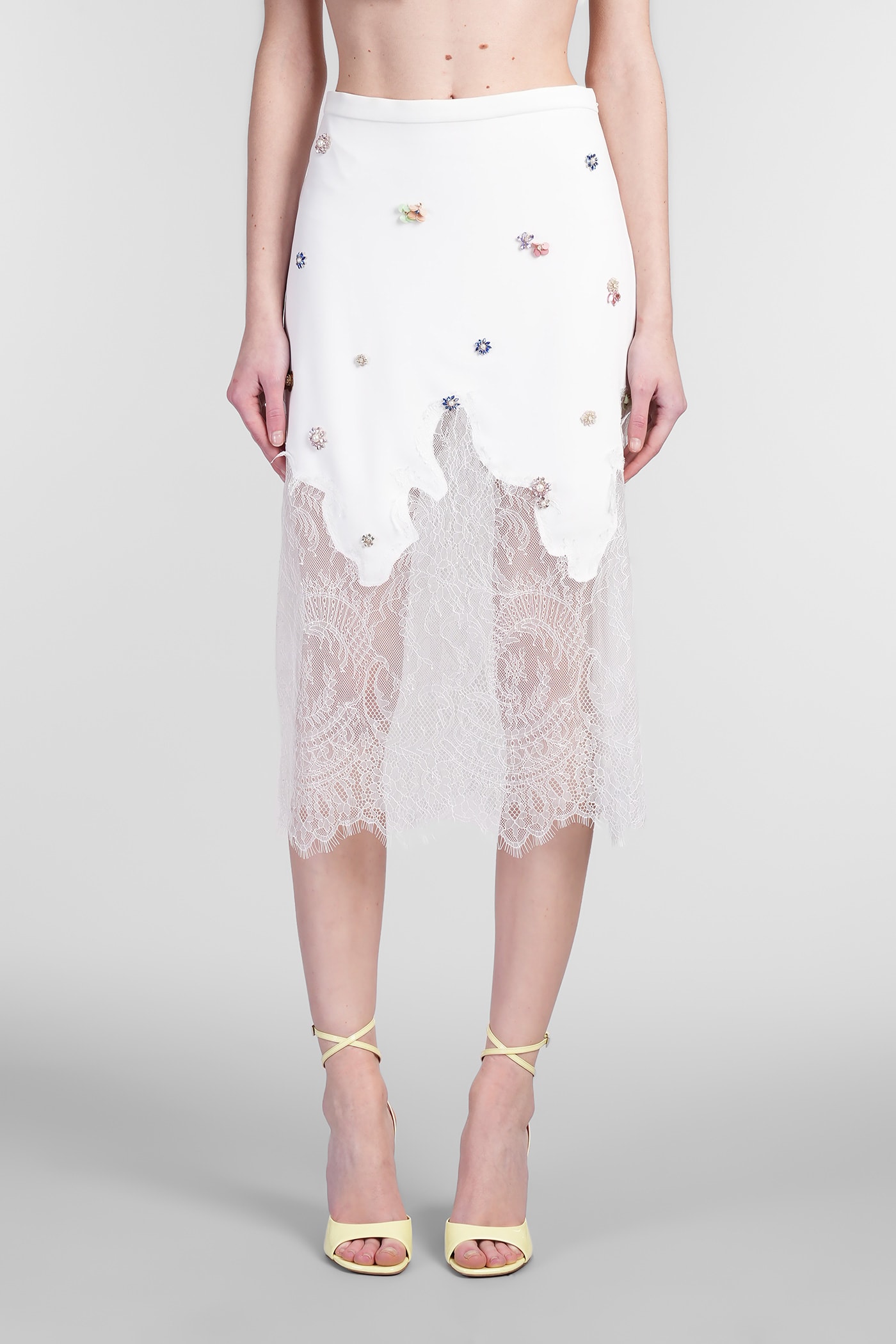 Costarellos Luma Skirt In White Polyester