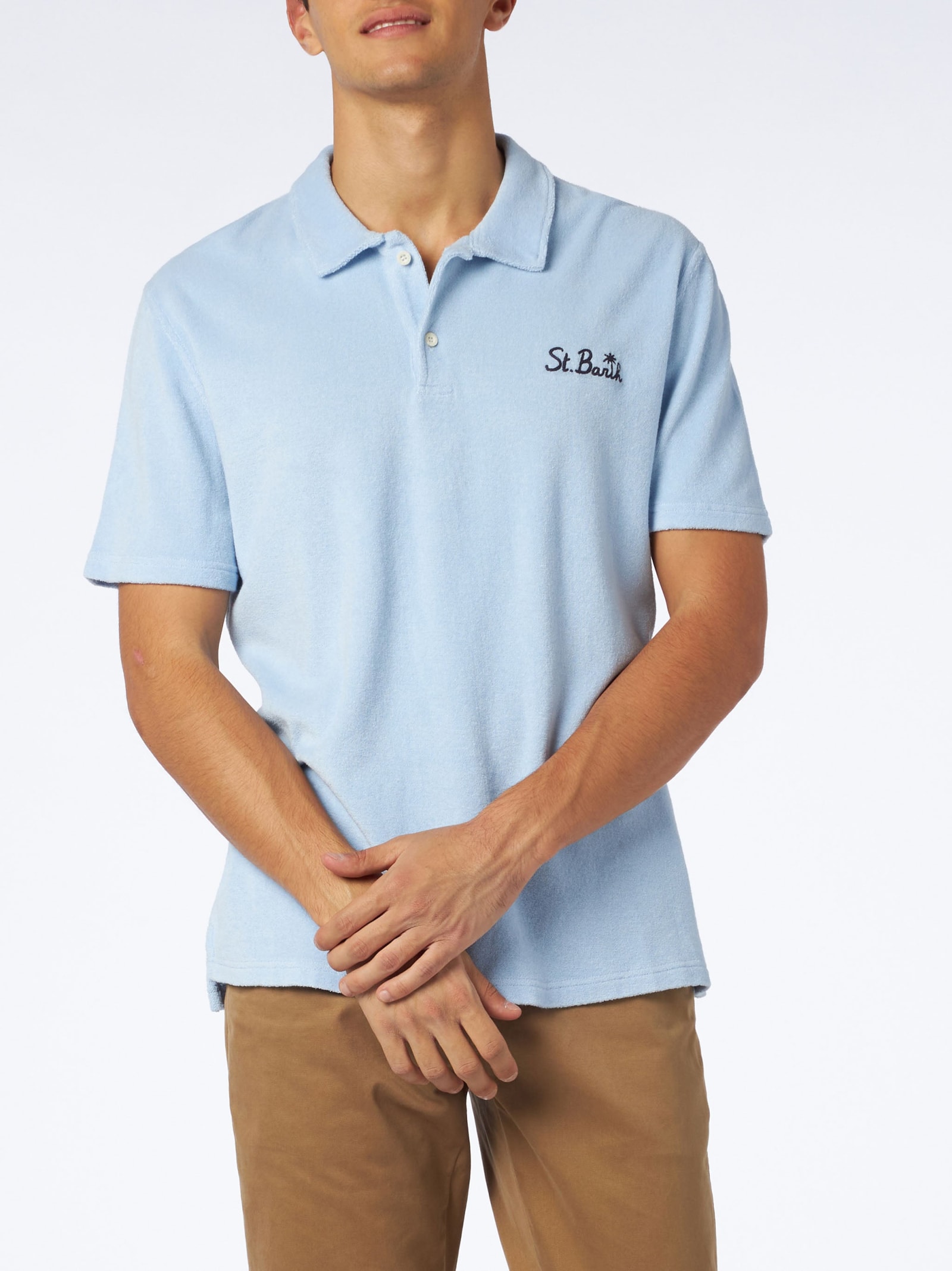 MC2 Saint Barth Man Light Blue Terry Polo