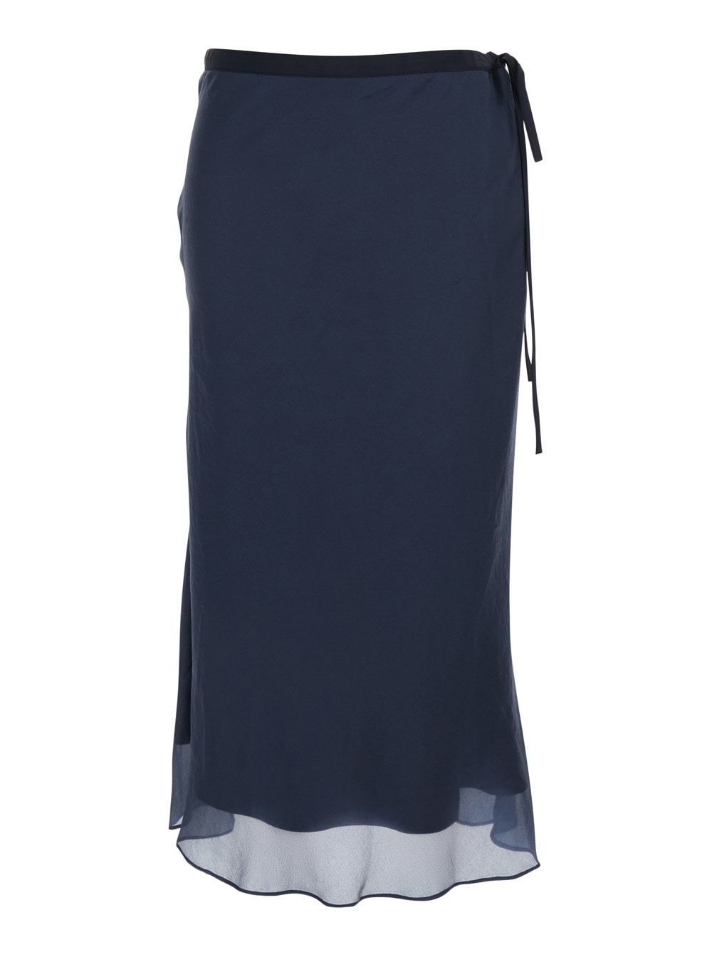 Dunst Blue Skirt With Side Knot Closure And Semi-transparent Hem In Viscose Woman
