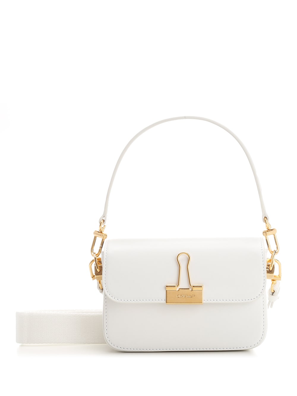 Off-White Plain Binder Small Leather Shoulder Bag