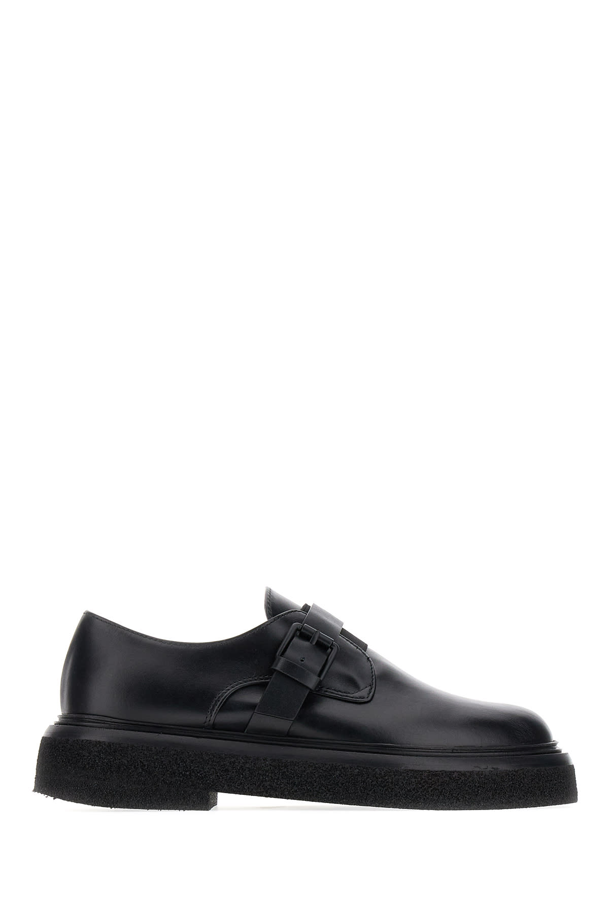 Max Mara Black Leather Monk Strap Buckle Shoes