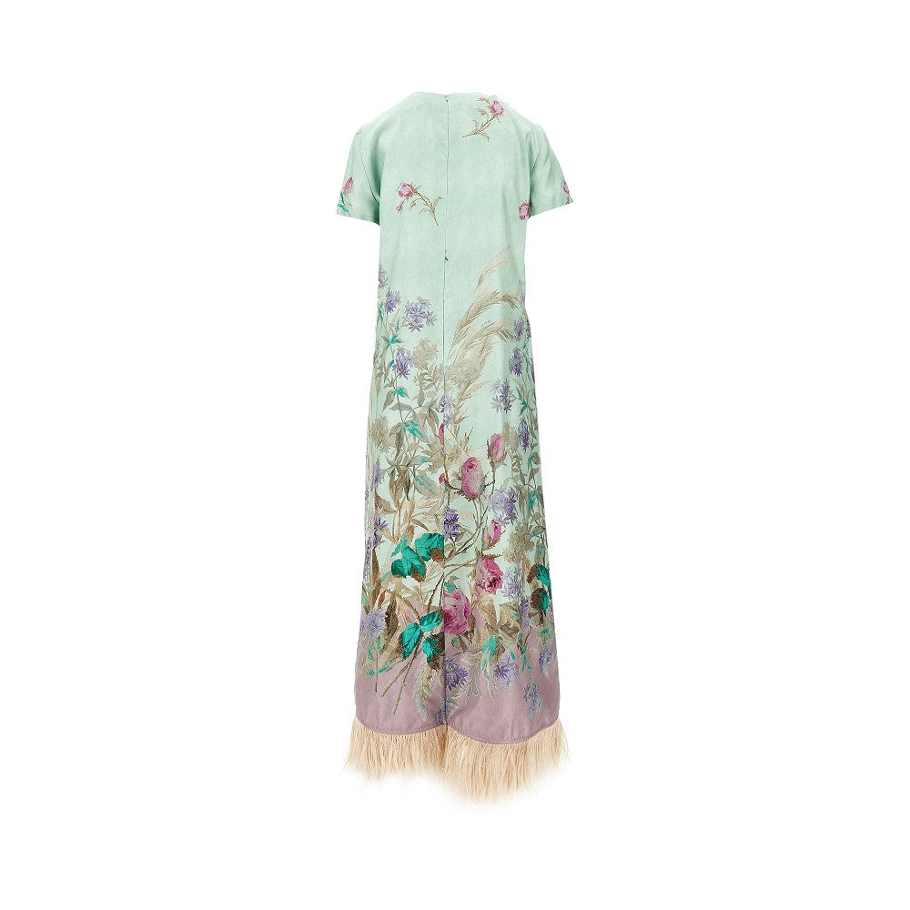 LA DOUBLE J 'Swing' silk dress with feathers Woman