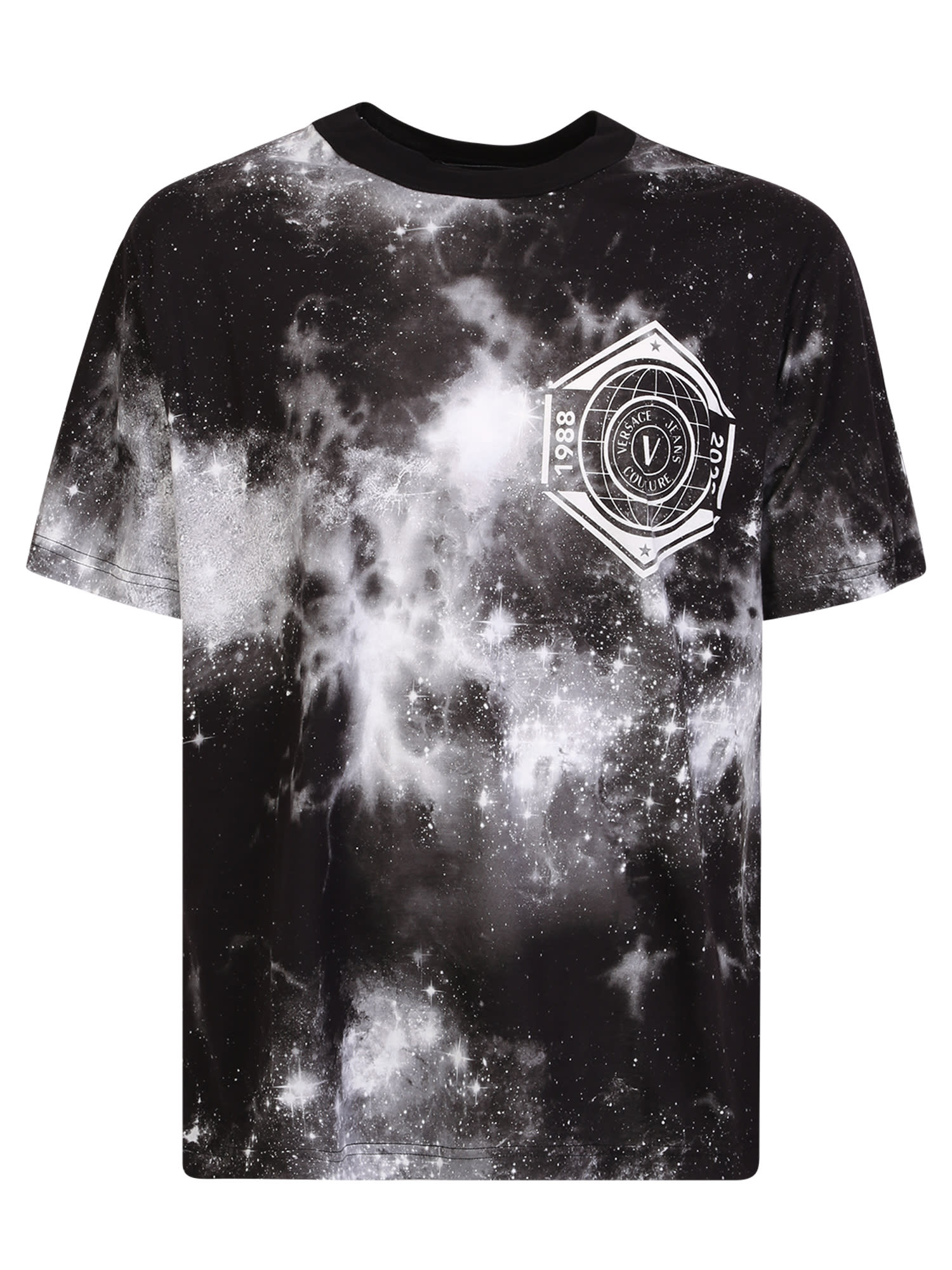 Versace Jeans Couture T-shirt With Galaxy Print Black And White