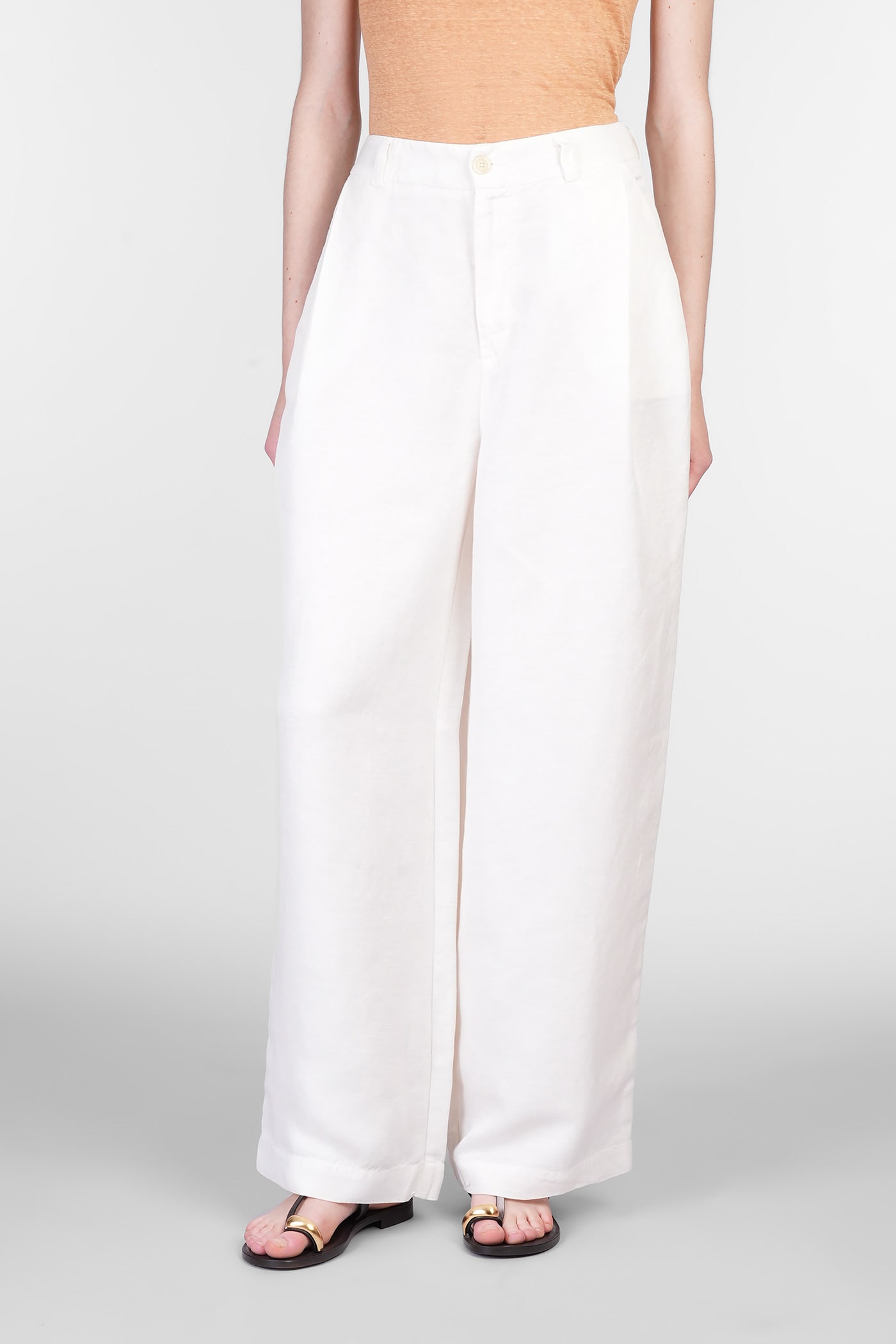 120% Lino Pants In Beige Linen