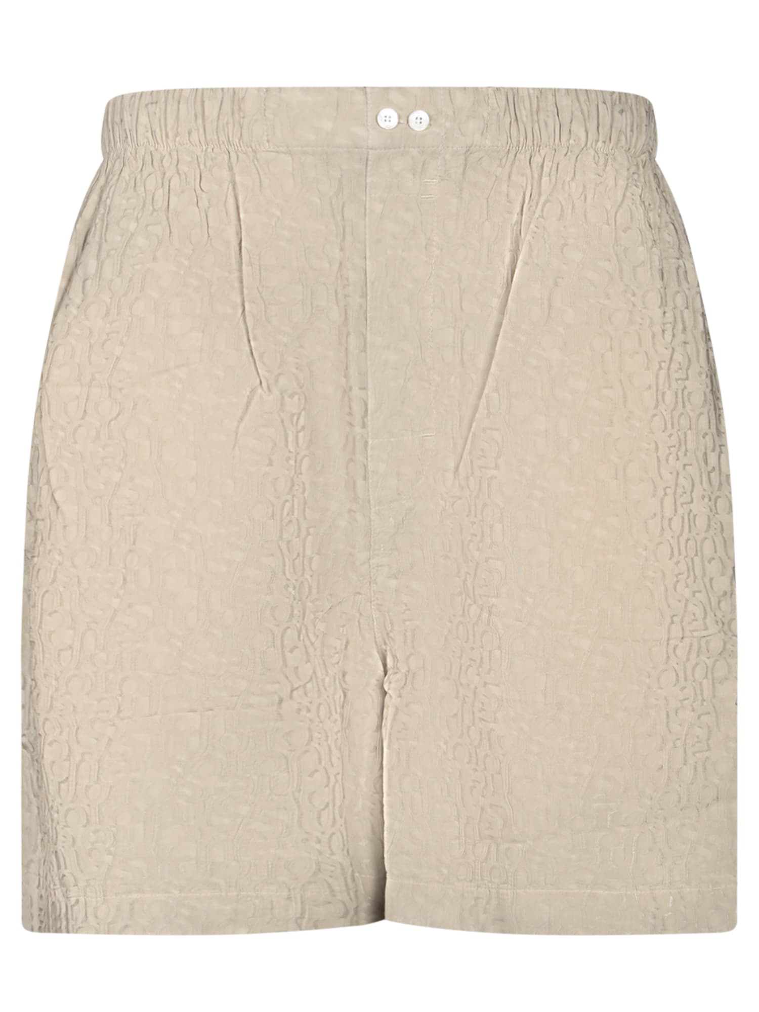 Acne Studios All-over Logo Beige Bermuda Shorts