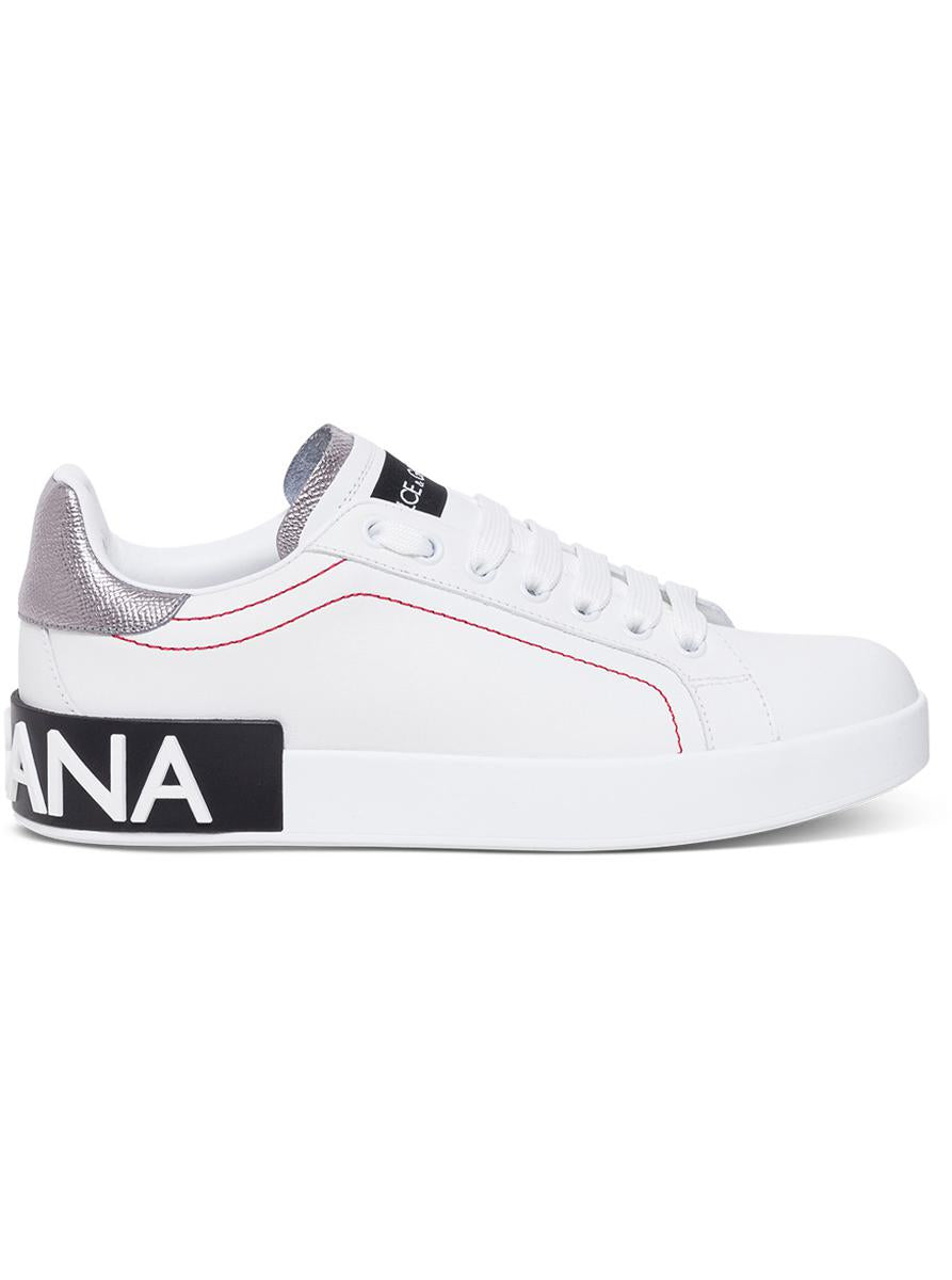 Portofino White Leather Sneakers With Logo