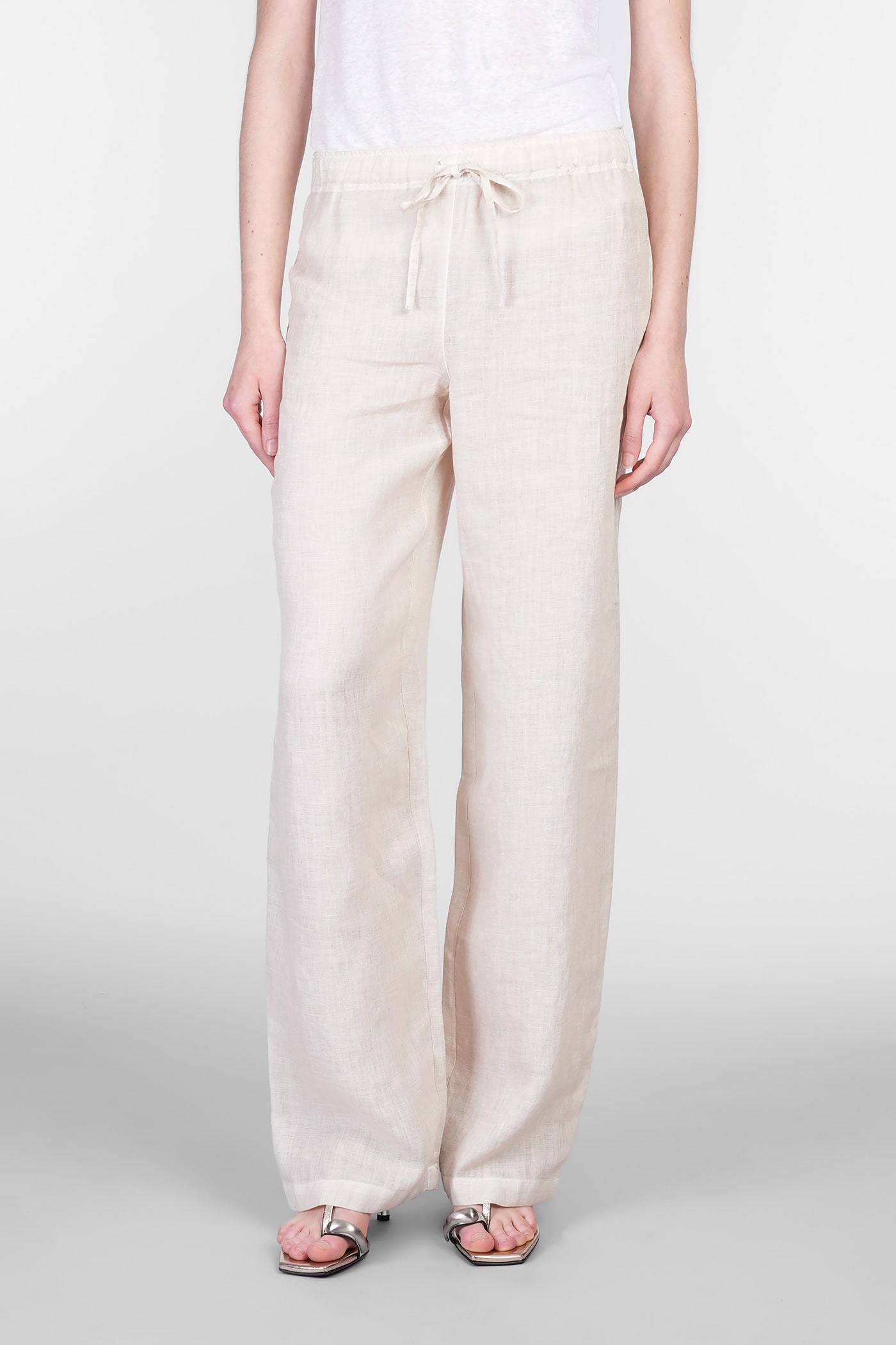 120% Lino Pants In Beige Linen