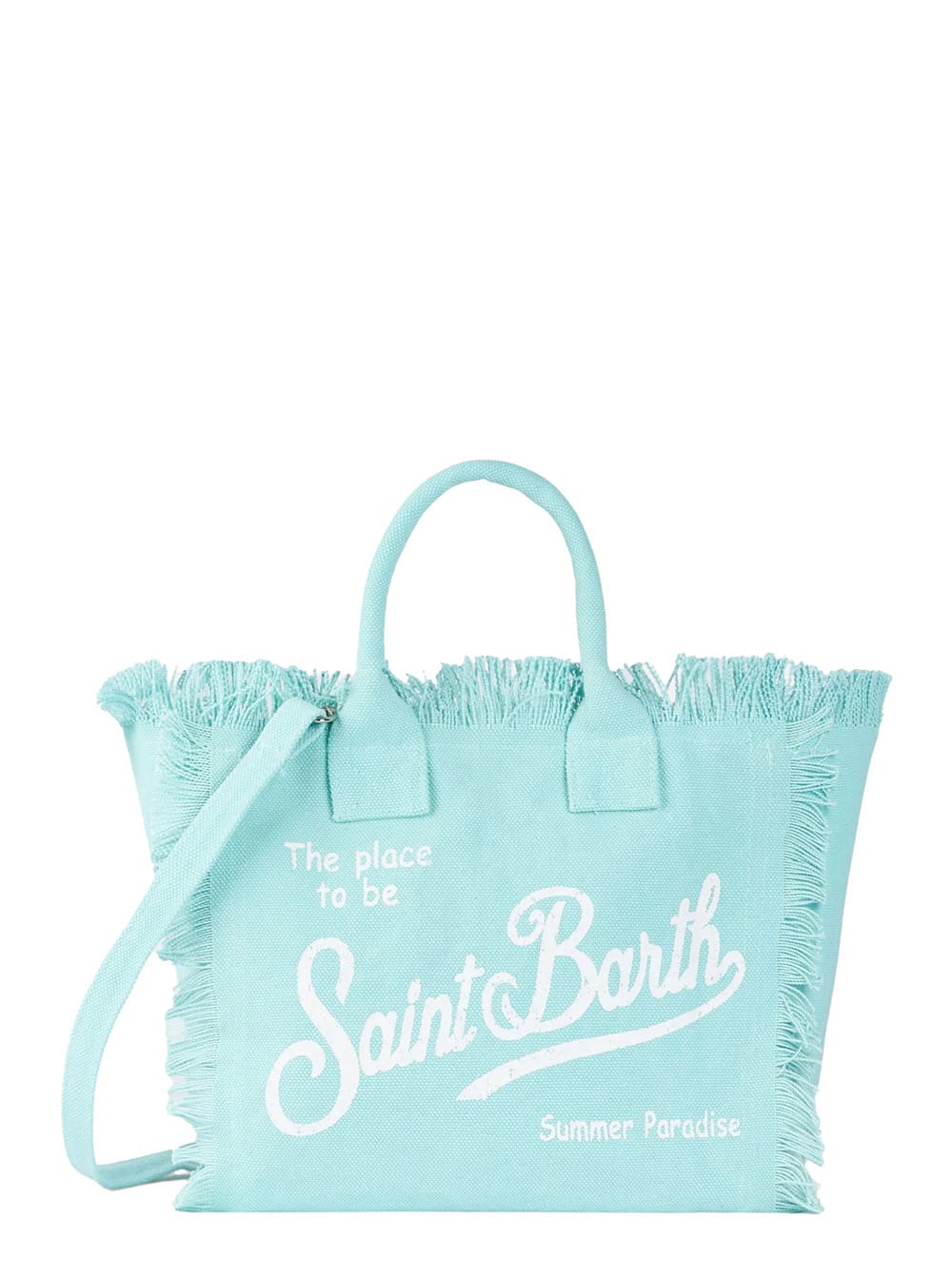 MC2 Saint Barth colette Light Blue Handbag With Adjustable And Removable Shoulder Strap And Logo Lettering On The Front In Linen Girl