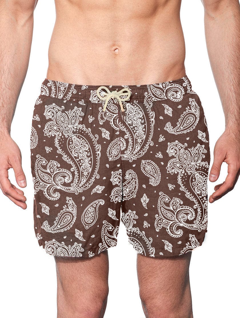 MC2 Saint Barth Man Linen Swim Shorts With Paisley Print