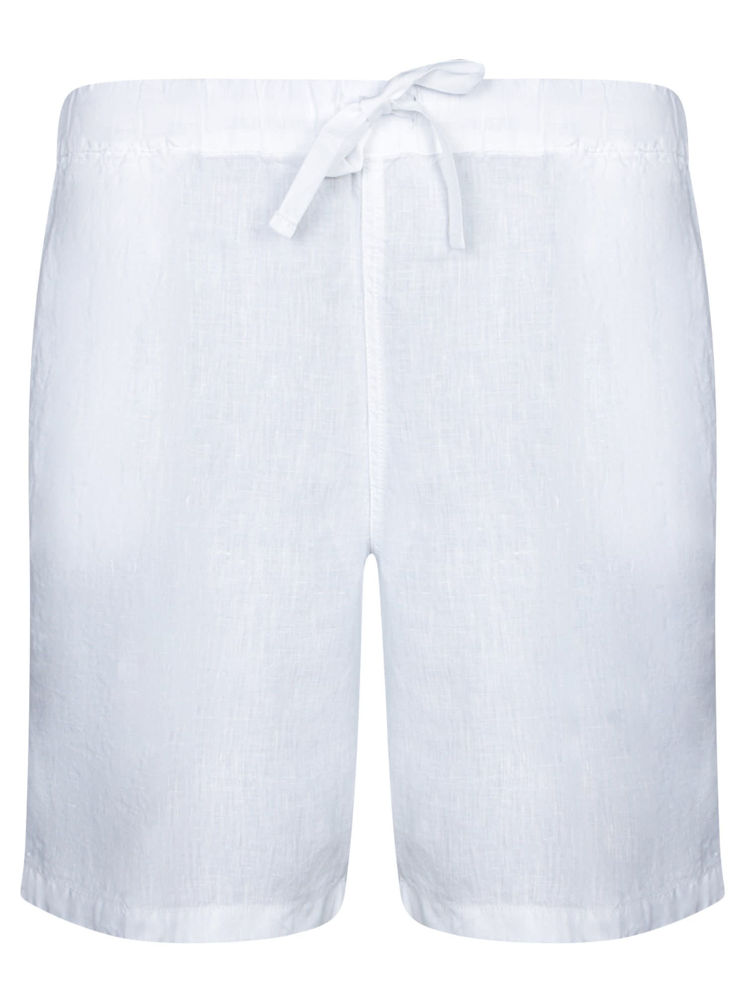 120% Lino White Linen Bermuda Shorts
