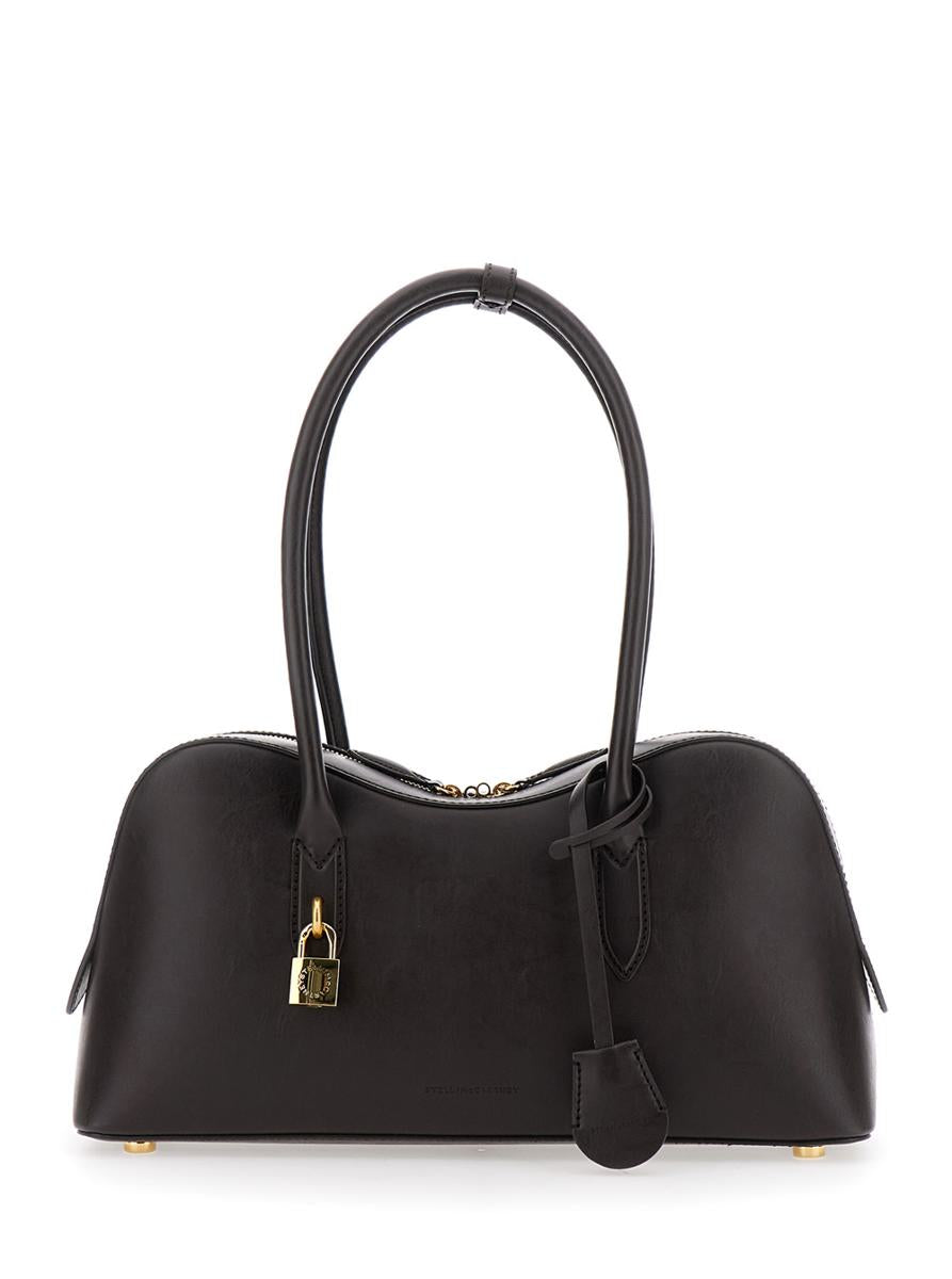 'Ryder' Dark Brown Shoulder Bag With Double Top Handle And Logo Padlock Detail In Eco-Leather Woman