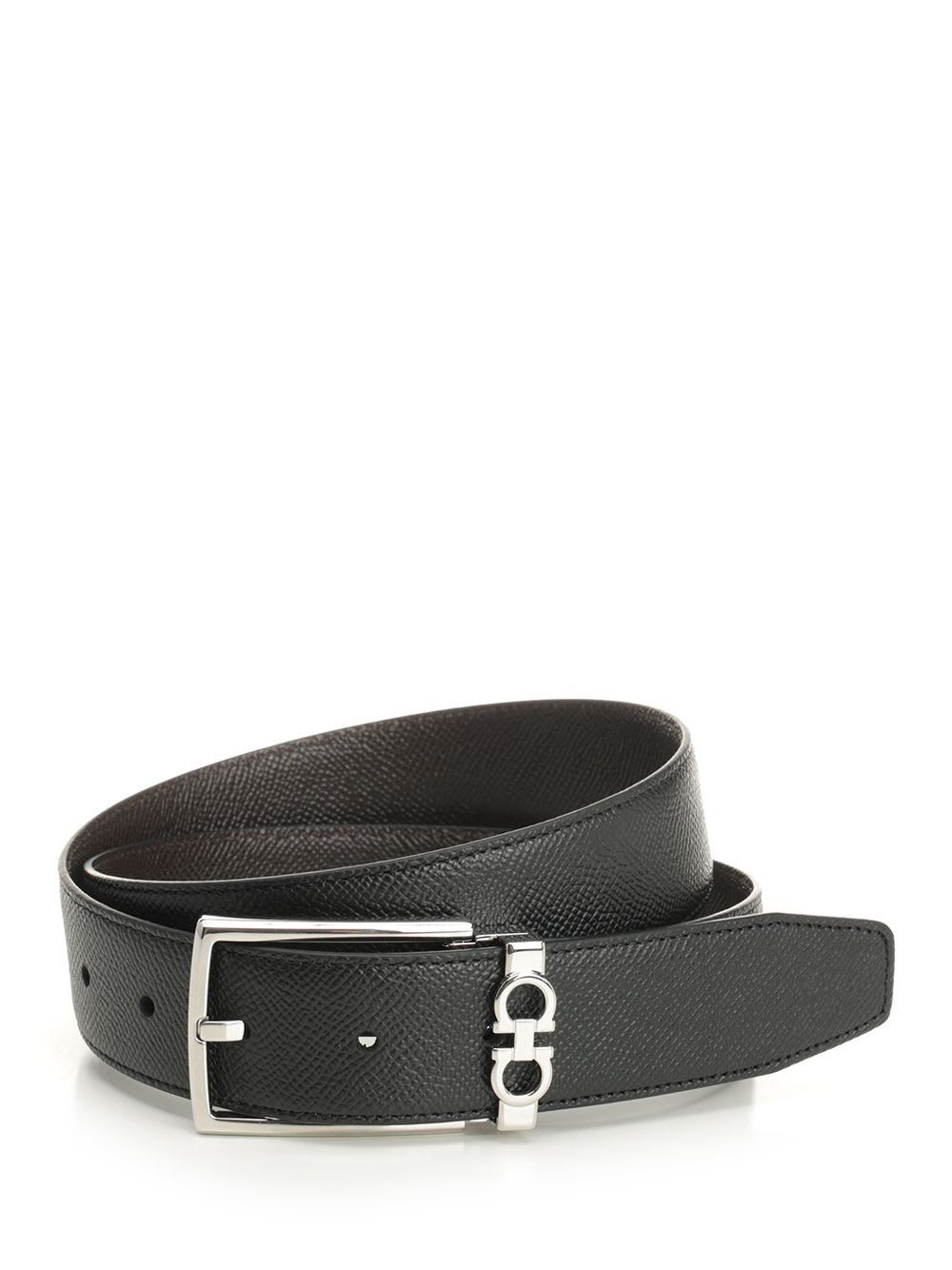 Ferragamo Double Adjus Square Buckle Double Gancino Belt