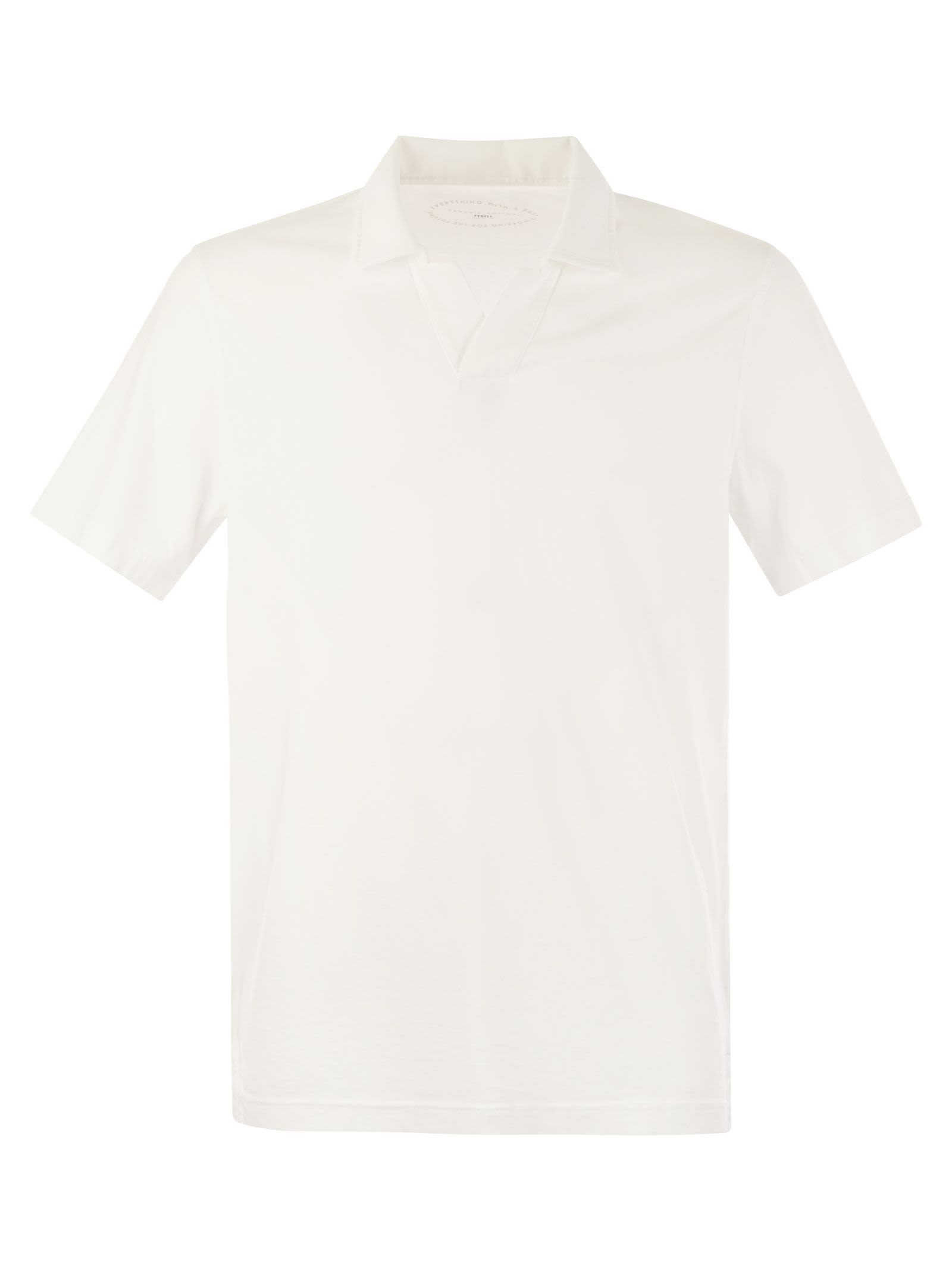 Fedeli Cotton Polo Shirt With Open Collar