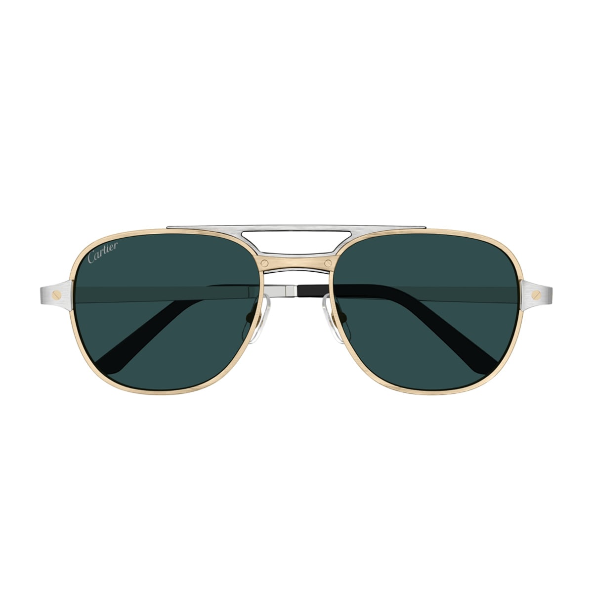 Cartier Eyewear Cartier Ct0477s Santos De Cartier 003 Gold Silver Green Glasses