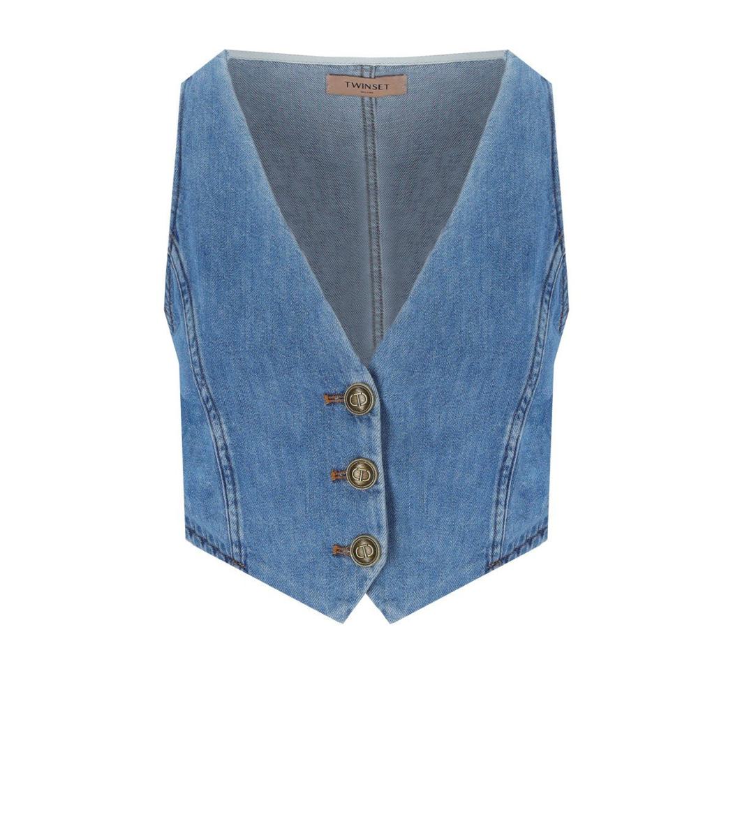 Twinset Medium Blue Denim Waistcoat