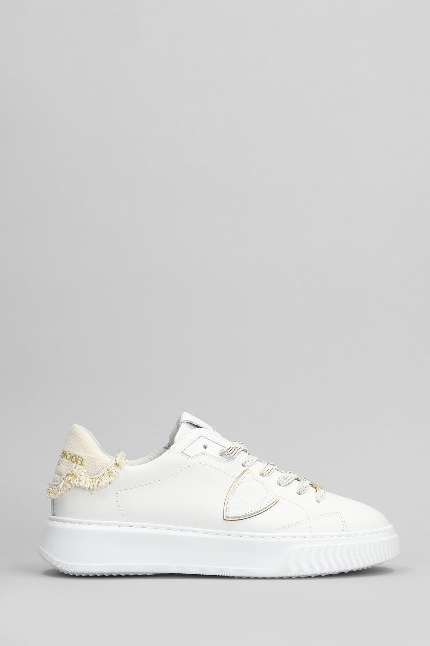 Philippe Model Temple Low Sneakers In White Leather