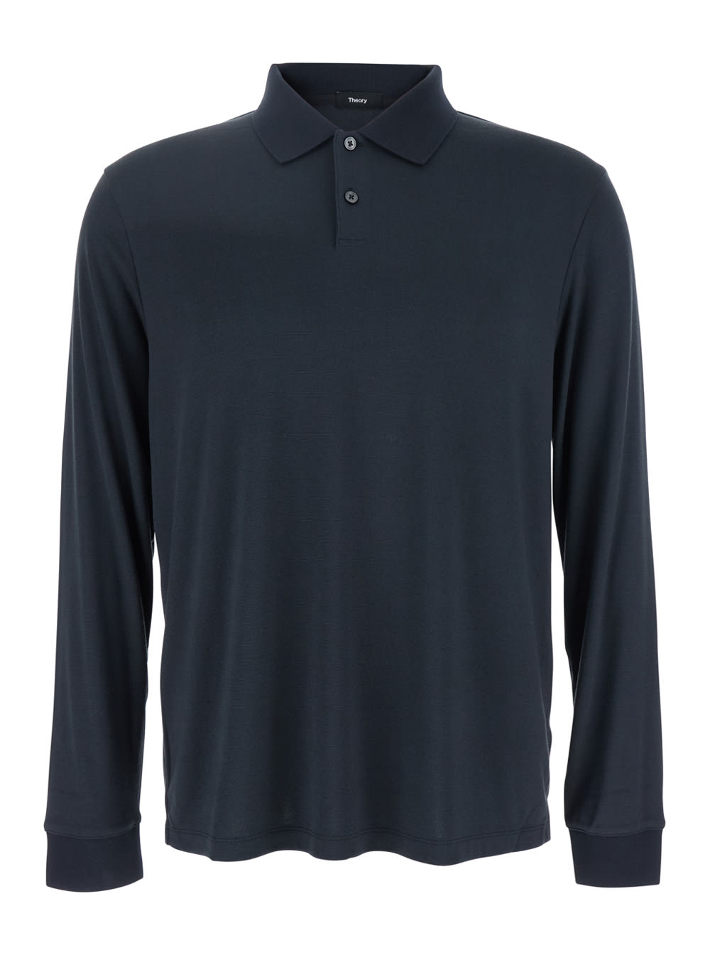 Theory goris Black Polo Shirt With Classic Collar And Long Sleeves In Tech Fabric Stretch Man