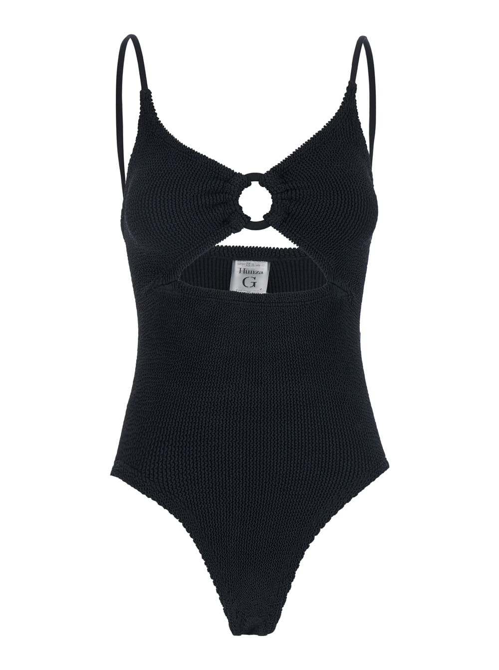 Hunza G crystal Black Swimsuit With Tonal Loop And Cut-out Detail On The Front In Tech Fabric Woman
