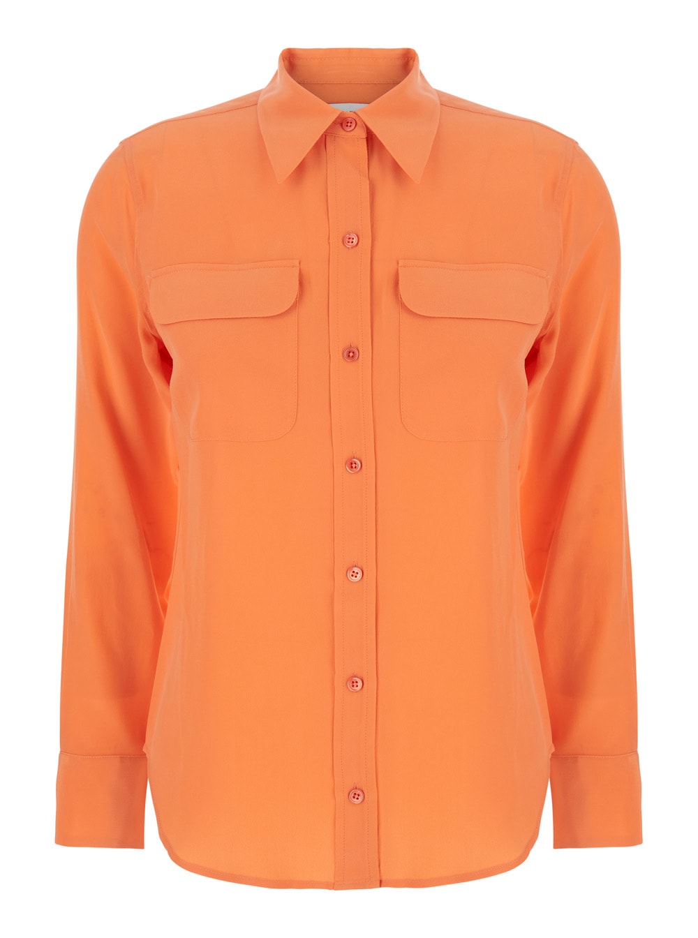 Equipment signature Orange Shirt With Pointed Collar In Silk Woman