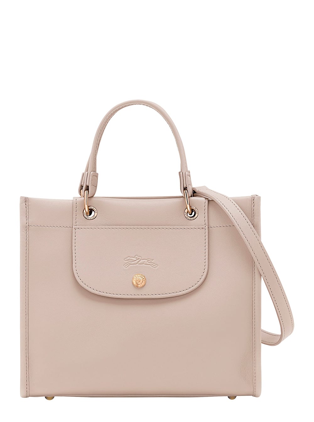 Longchamp Grey Handbag With Embossed Logo On The Front And Adjustable And Removable Shoulder Strap In Leather Woman