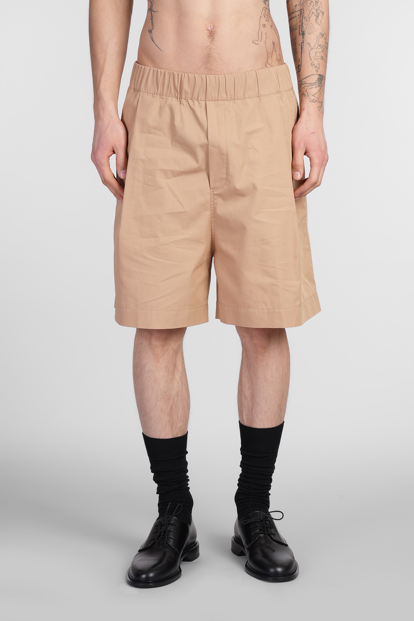 Laneus Shorts In Beige Cotton