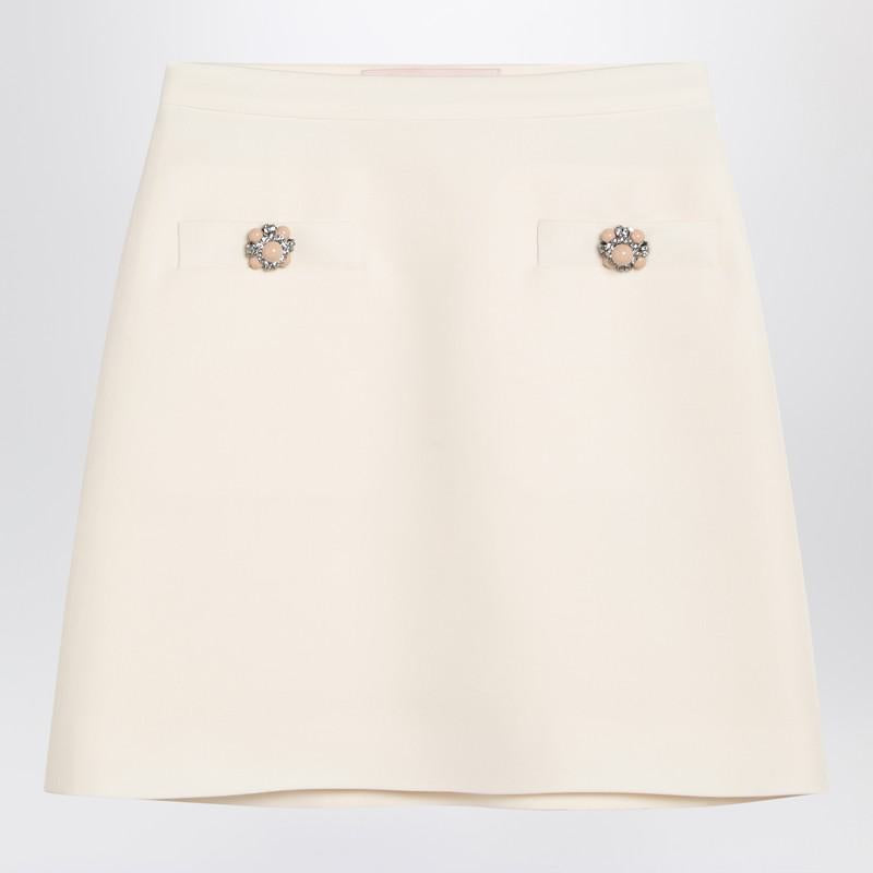 Valentino Garavani Ivory Crepe Couture Mini Skirt